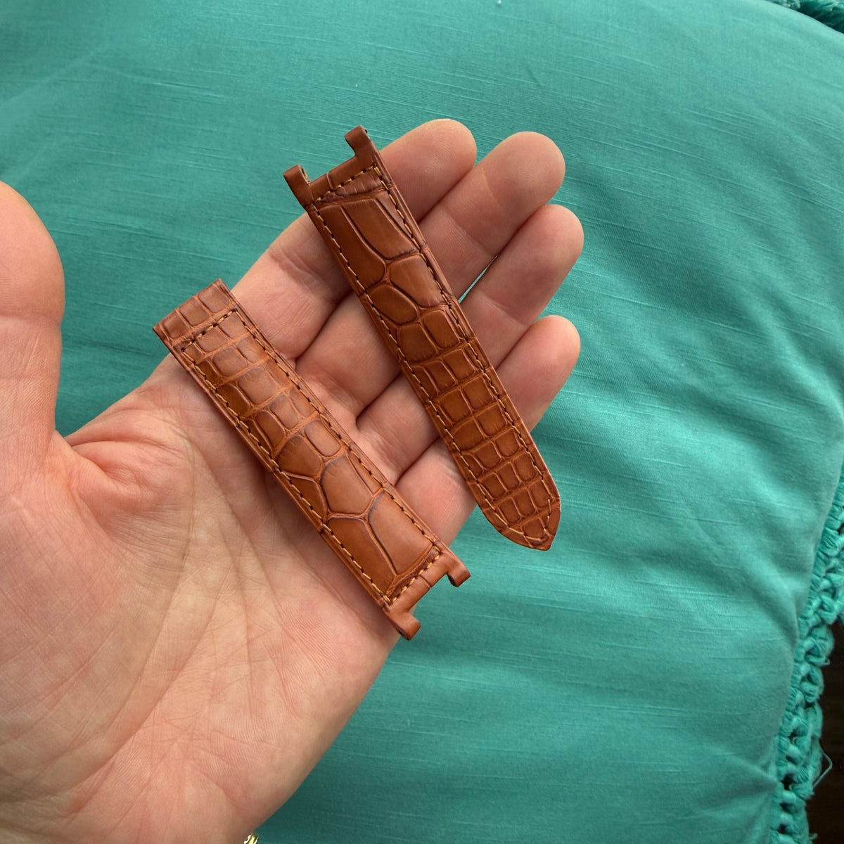 Authentic Cartier Pasha Brown Alligator Watch Strap Band 18.85mm KD22EK12