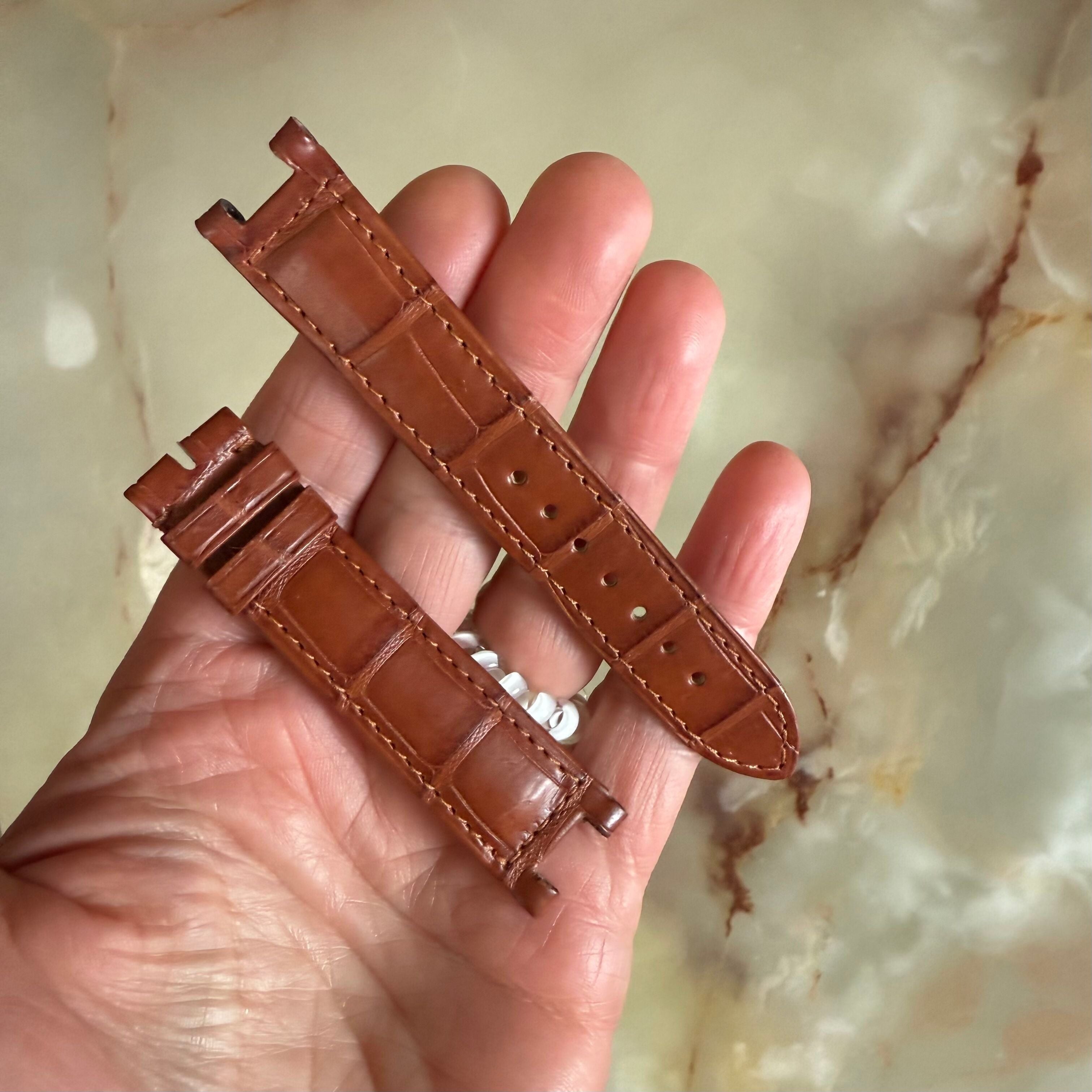 Authentic Cartier Pasha Brown Alligator Watch Strap Band 18mm KD30AK12