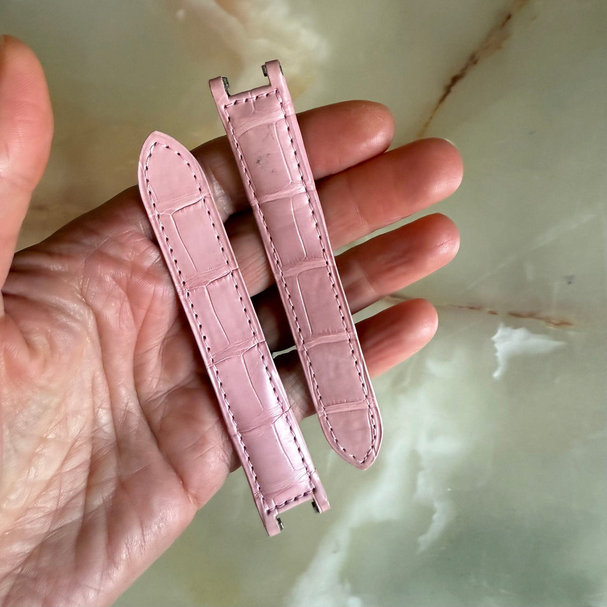 Authentic Cartier Pasha Pink Alligator Watch Strap Band 17mm KD1K9K80