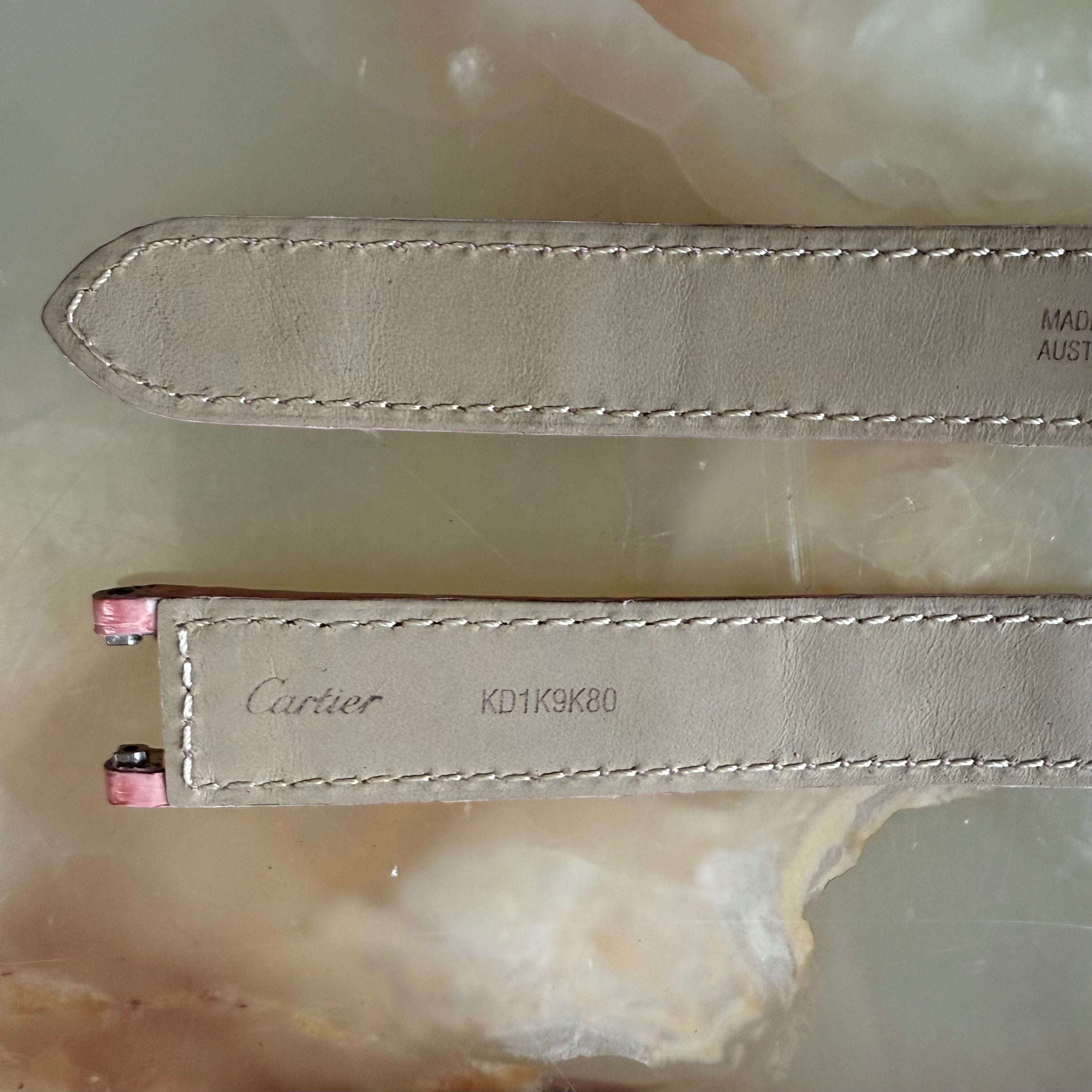 Authentic Cartier Pasha Pink Alligator Watch Strap Band 17mm KD1K9K80