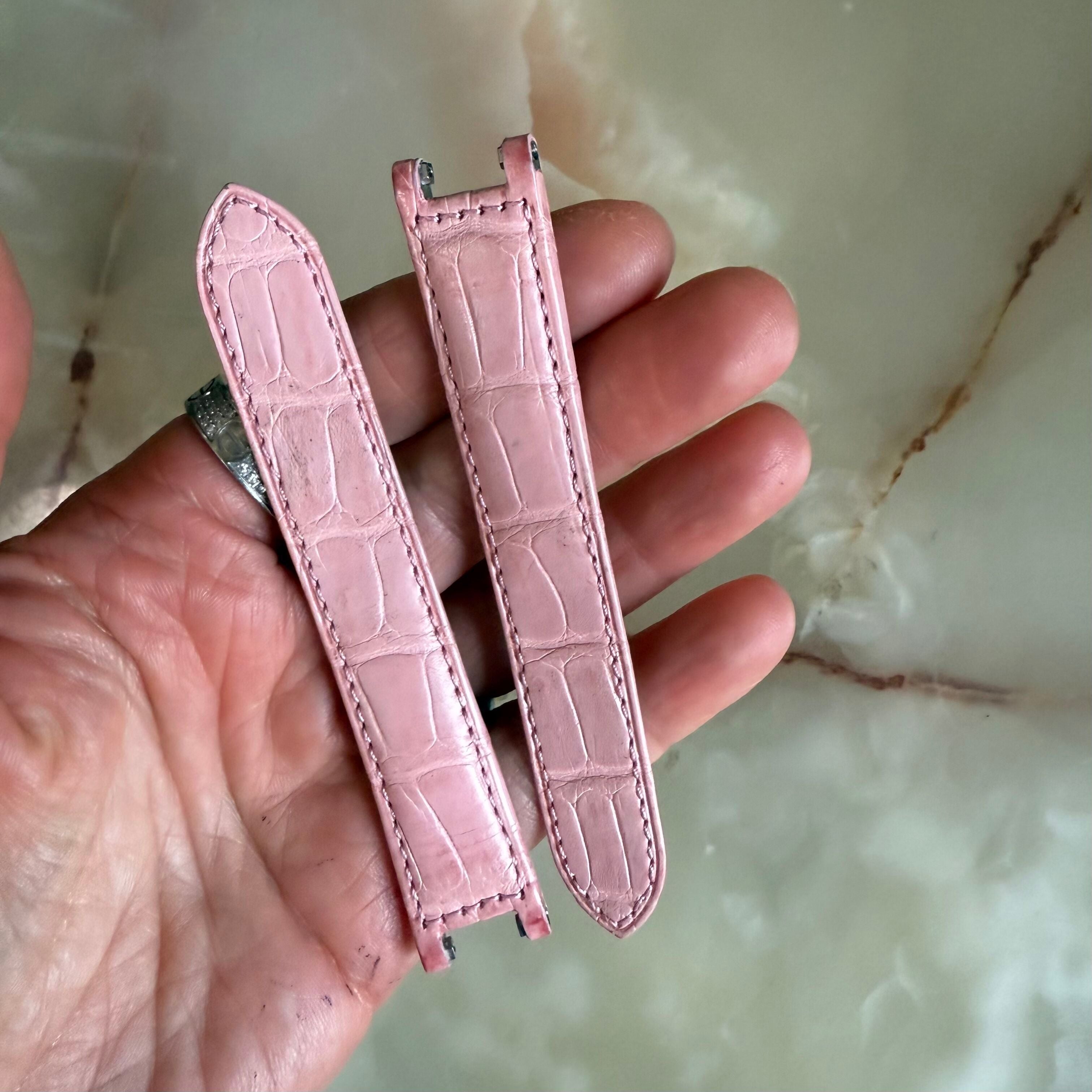 Authentic Cartier Pasha Pink Alligator Watch Strap Band 17mm KD1K9K80