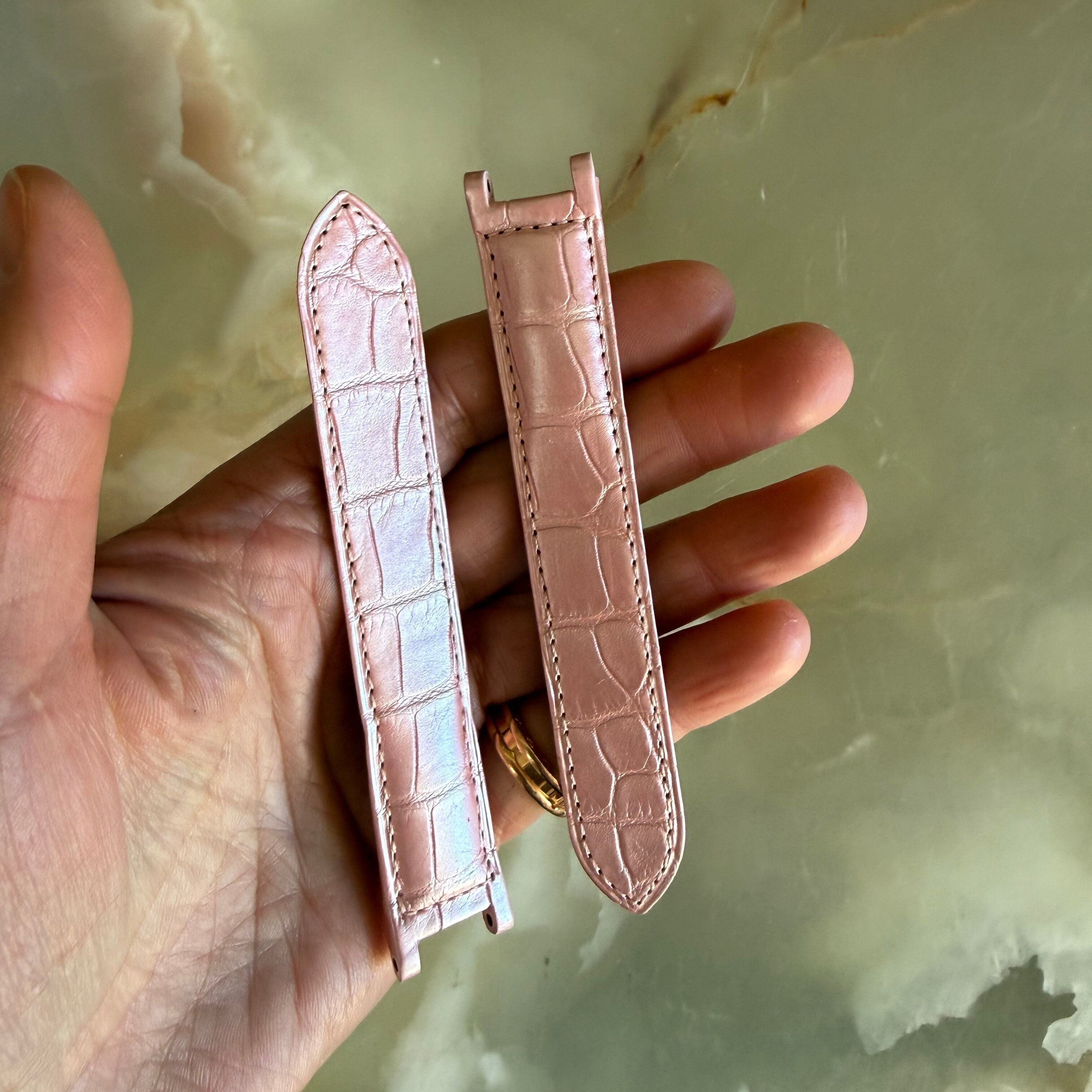 Authentic Cartier Pasha Pink Alligator Watch Strap Band 19mm KD46JY52