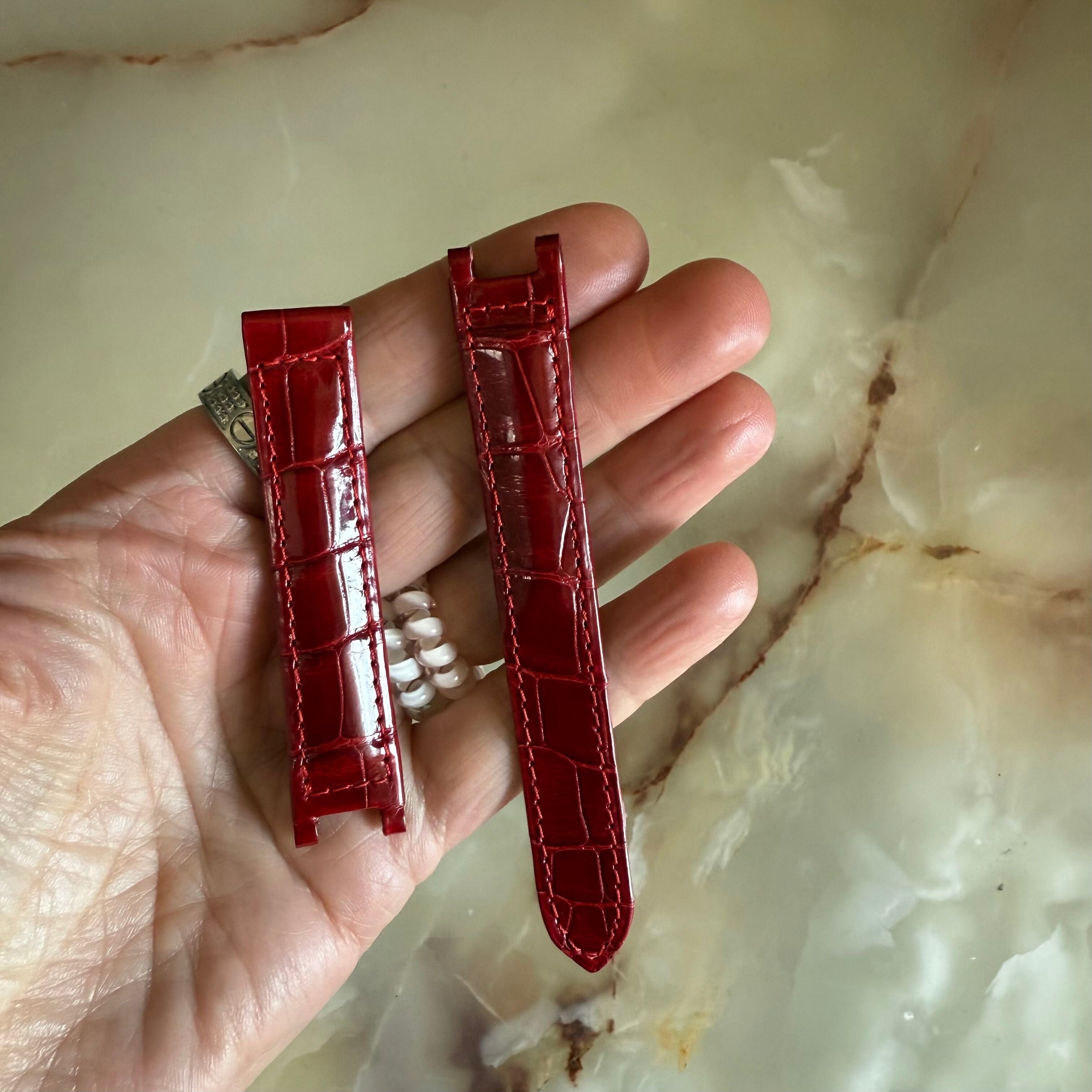 Authentic Cartier Pasha Red Alligator Watch Strap Band 15mm KD66HR04