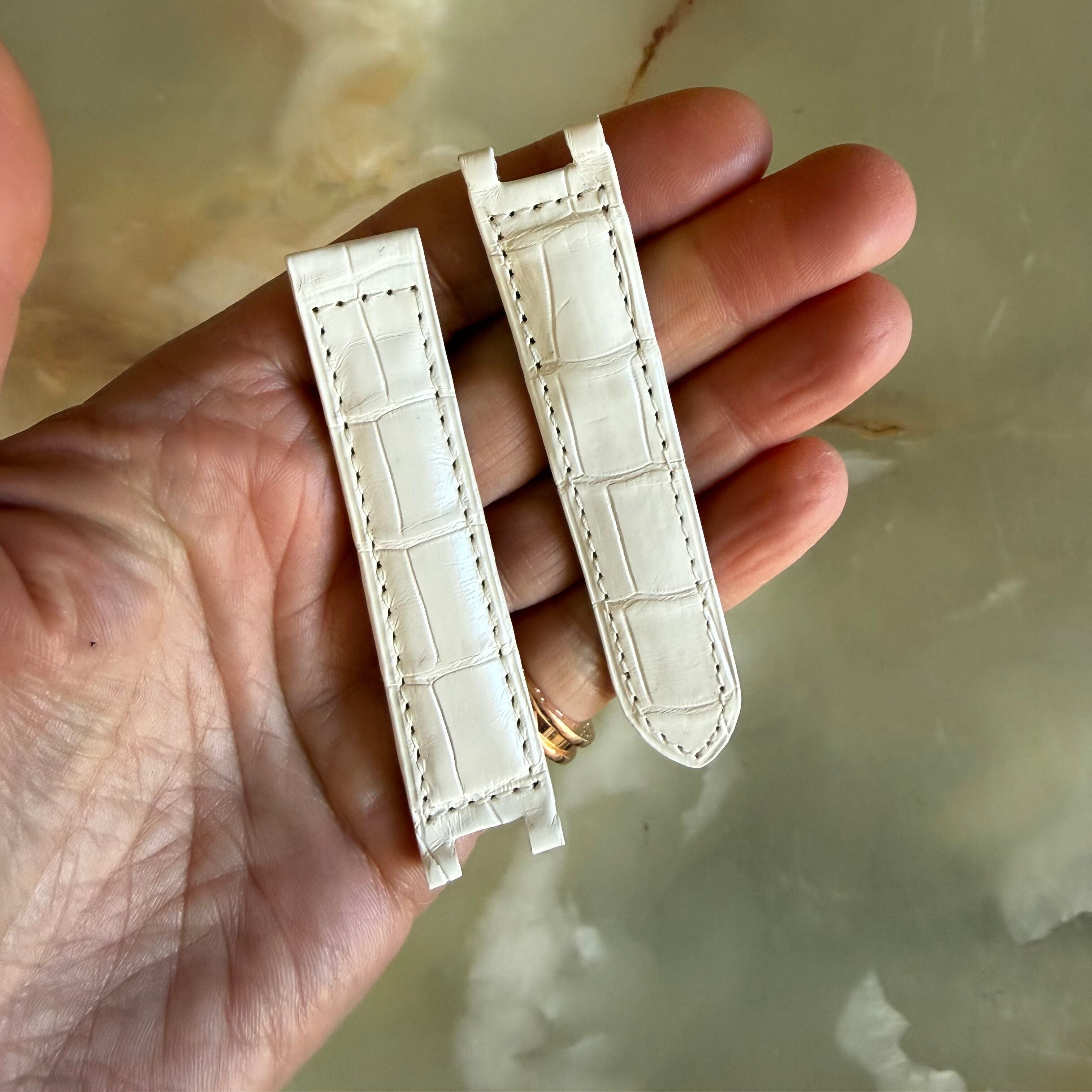 Authentic Cartier Pasha White Alligator Watch Strap Band 17mm KD30CK63