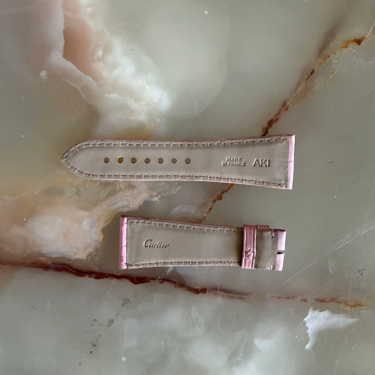 Authentic Cartier Pink Alligator Watch Strap Band 25mm