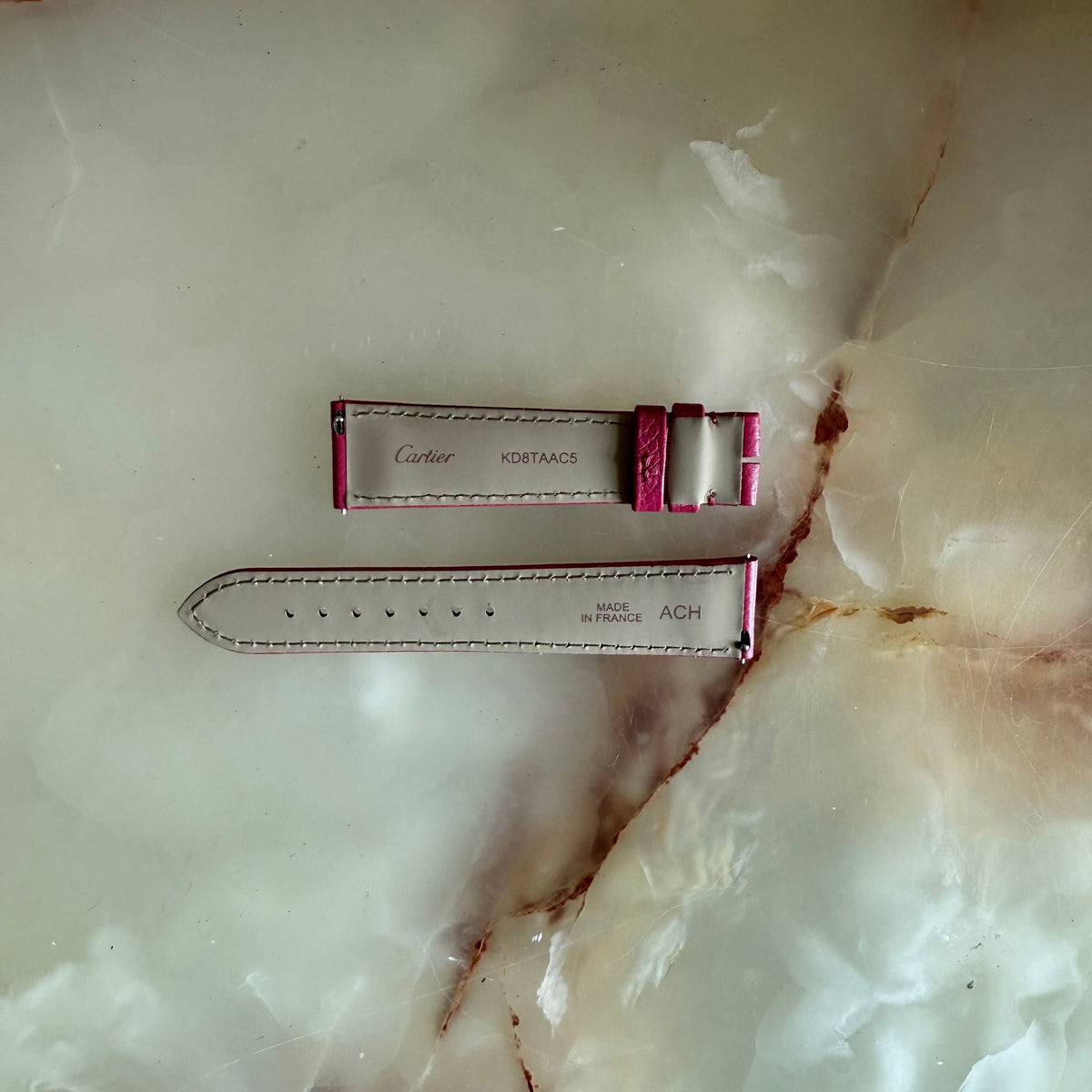 Authentic Cartier Pink Leather Watch Strap Band 19mm KD8TAAC5