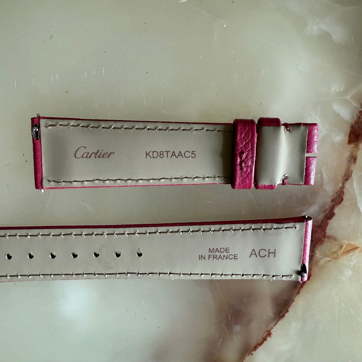 Authentic Cartier Pink Leather Watch Strap Band 19mm KD8TAAC5