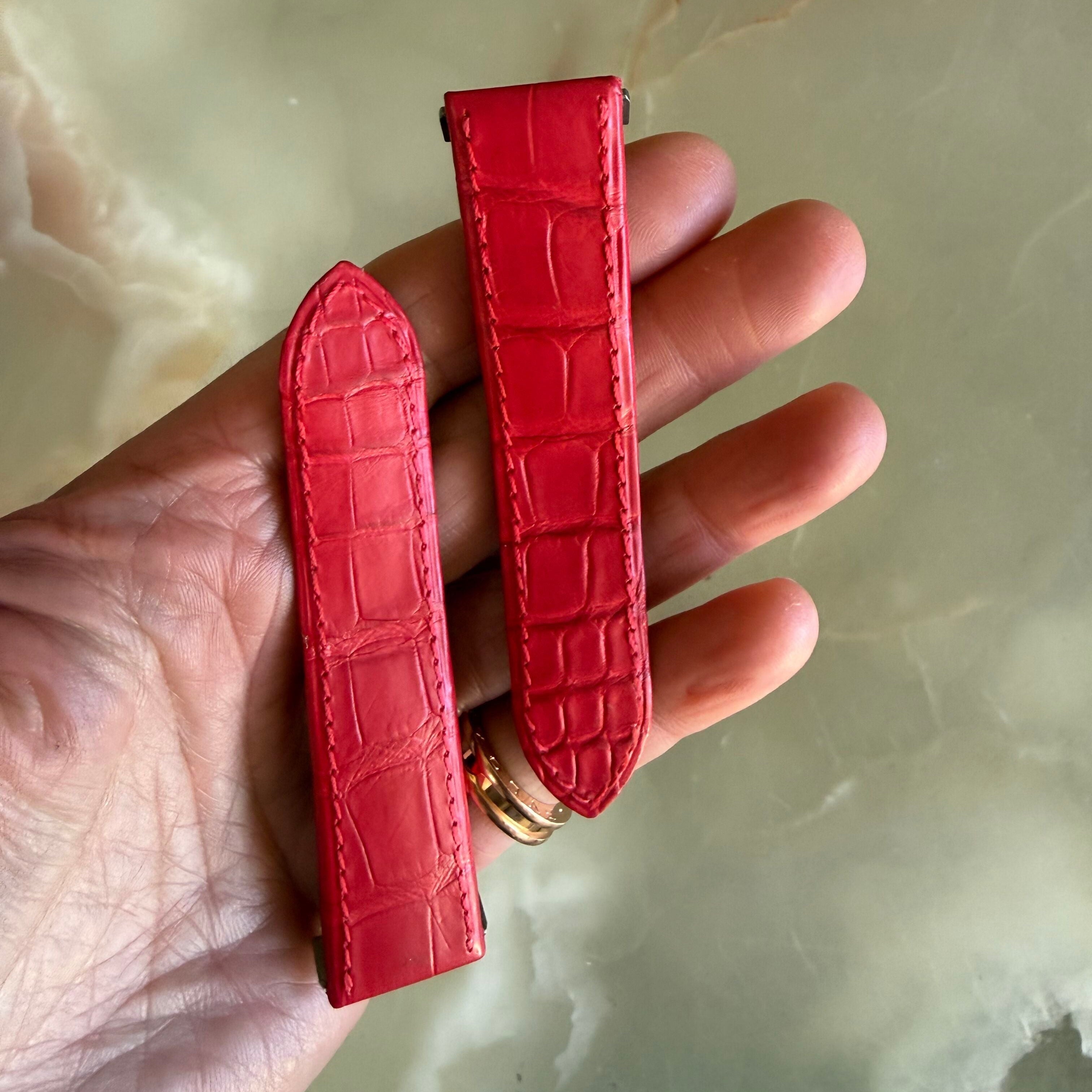 Authentic Cartier Red Alligator Quick Release Watch Strap Band 19.75mm