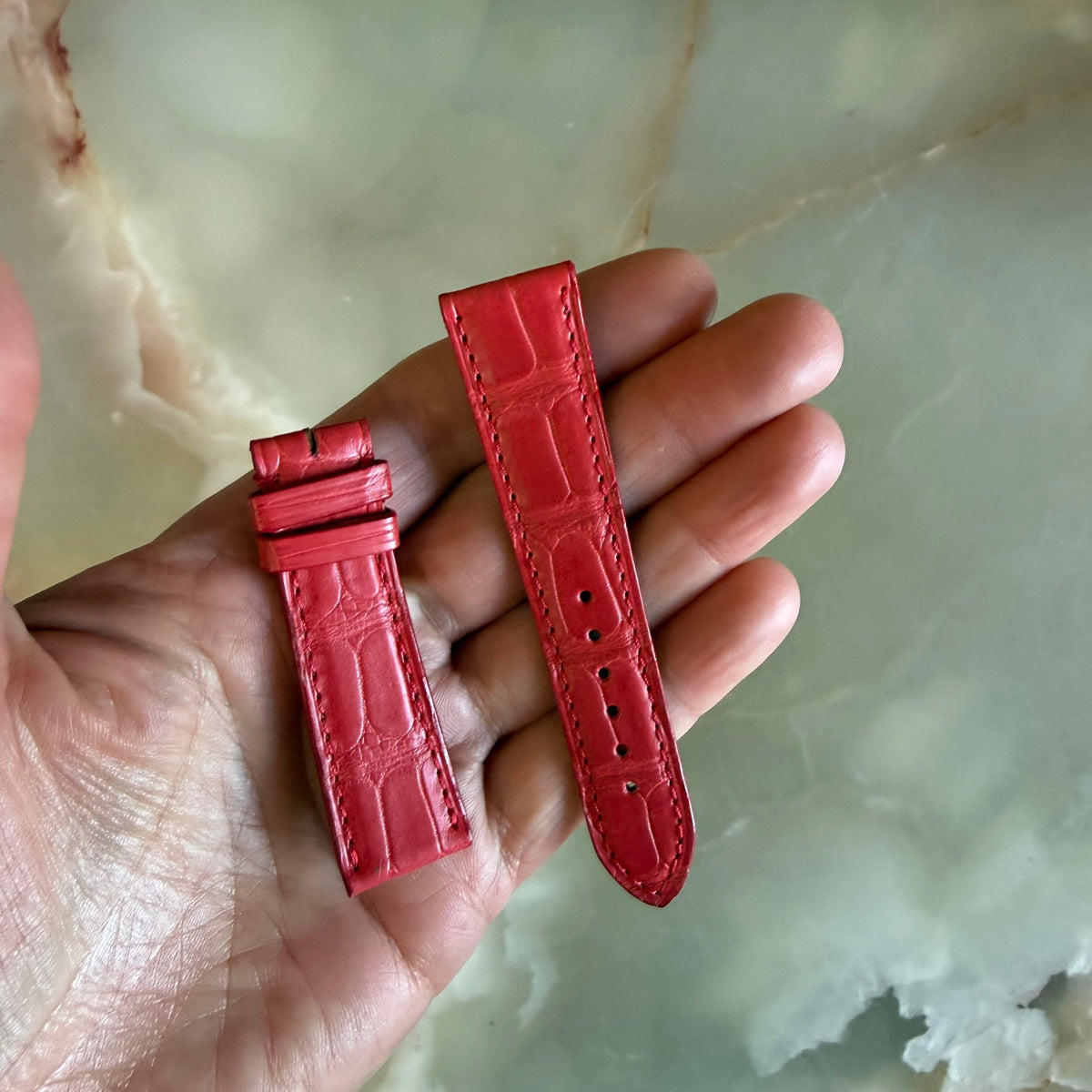 Authentic Cartier Red Alligator Watch Strap Band 19mm KD20QL75