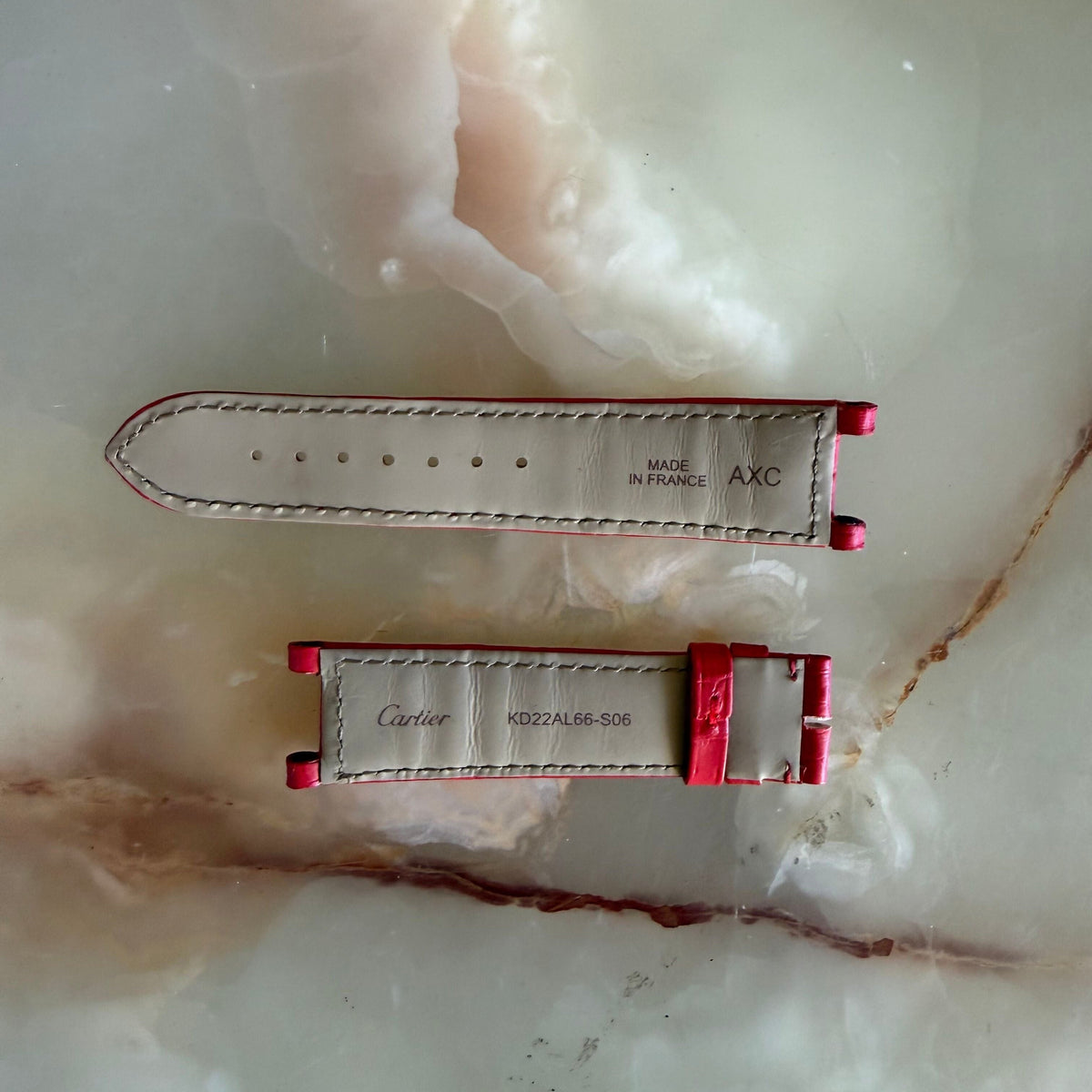Authentic Cartier Red Alligator Watch Strap Band 20mm KD22AL66-S06