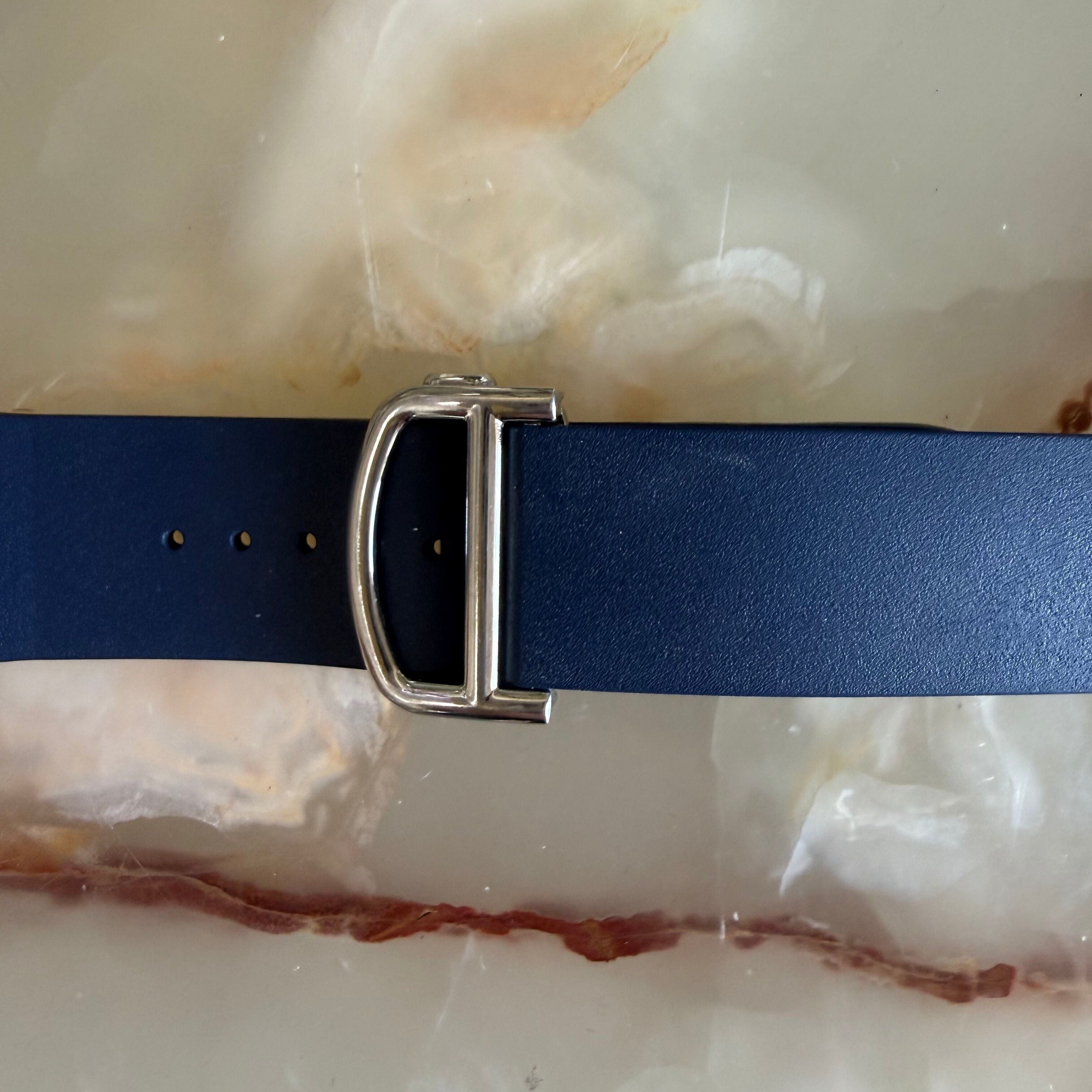 Authentic Cartier Santos Quick Release Blue Rubber Watch Strap Band 21mm