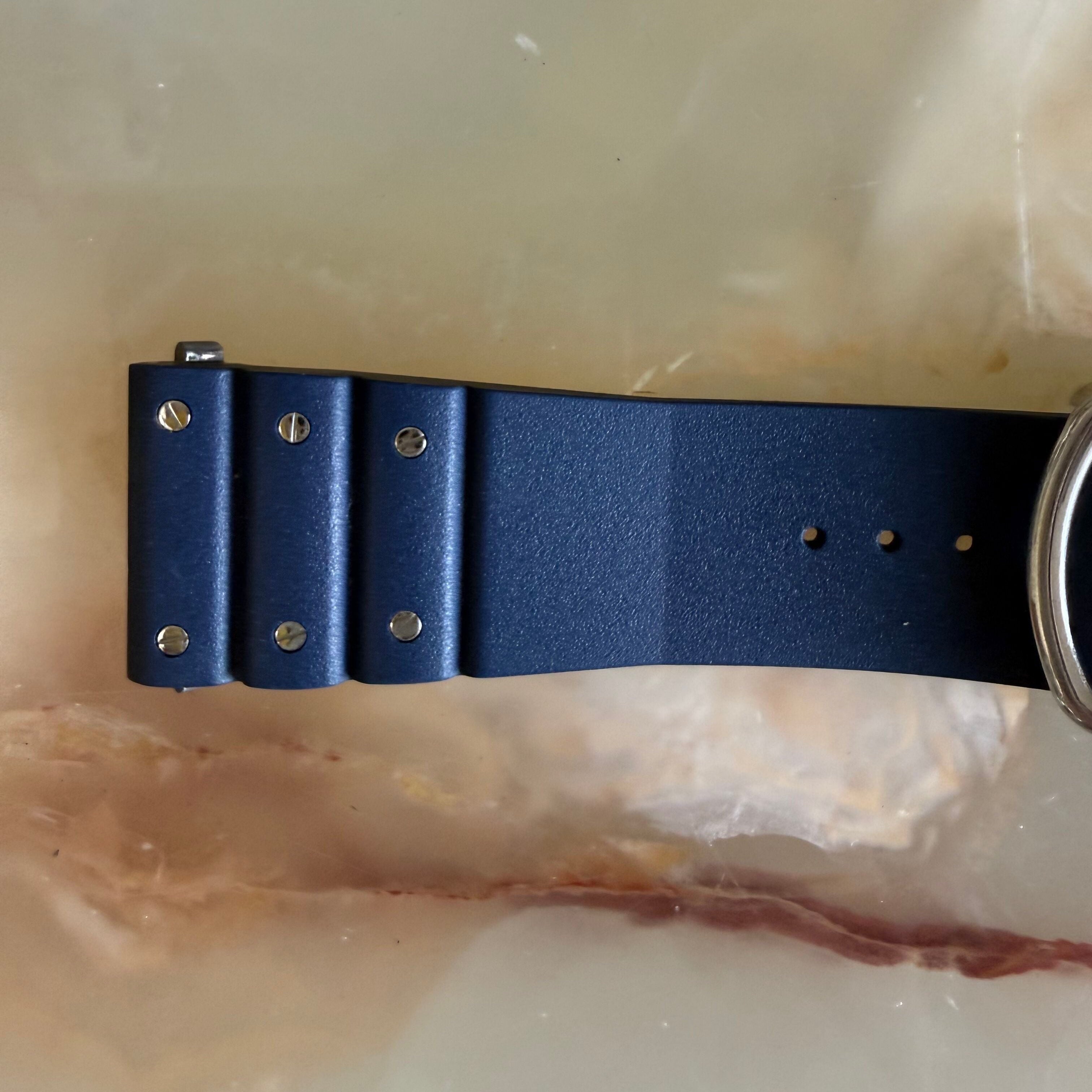 Authentic Cartier Santos Quick Release Blue Rubber Watch Strap Band 21mm