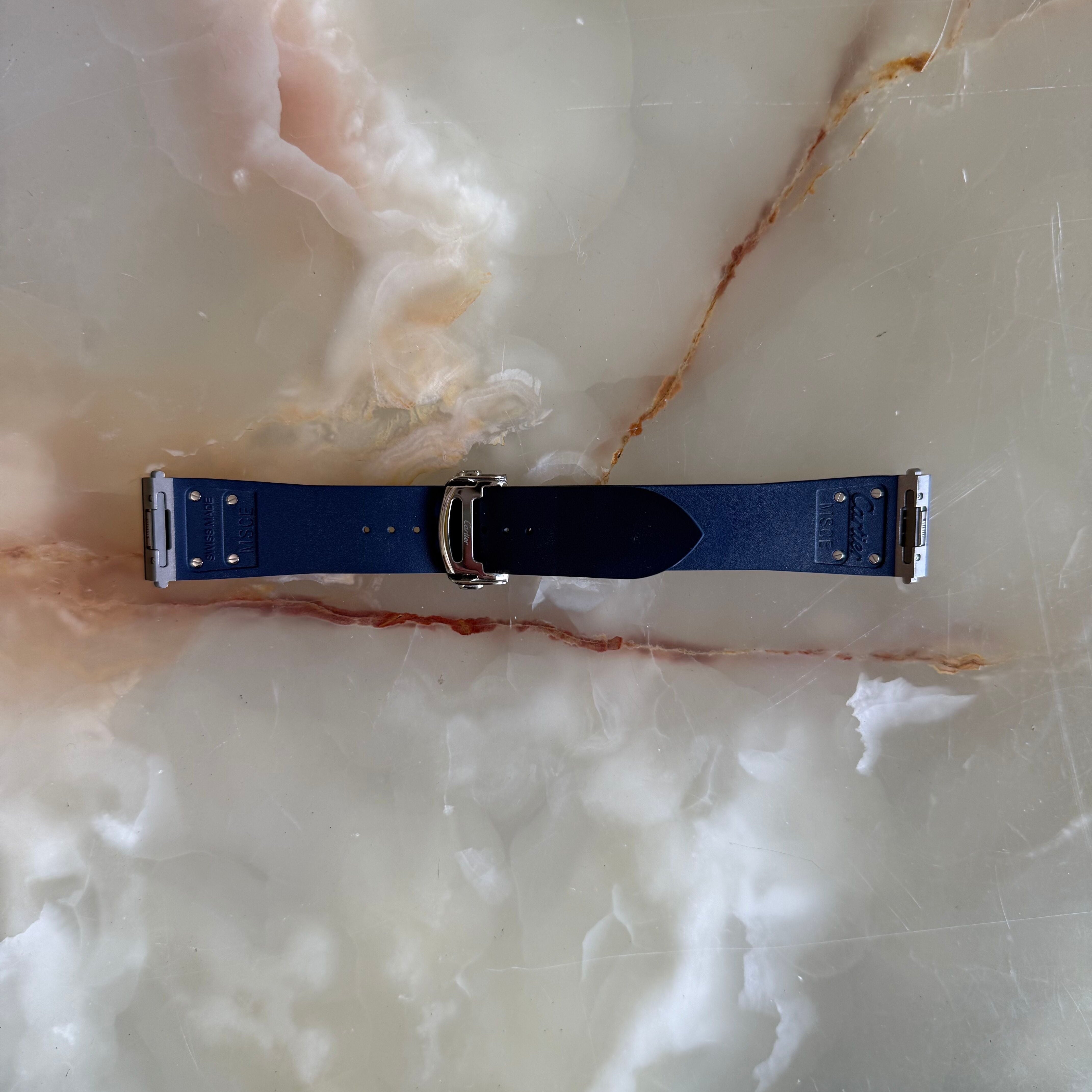 Authentic Cartier Santos Quick Release Blue Rubber Watch Strap Band 21mm
