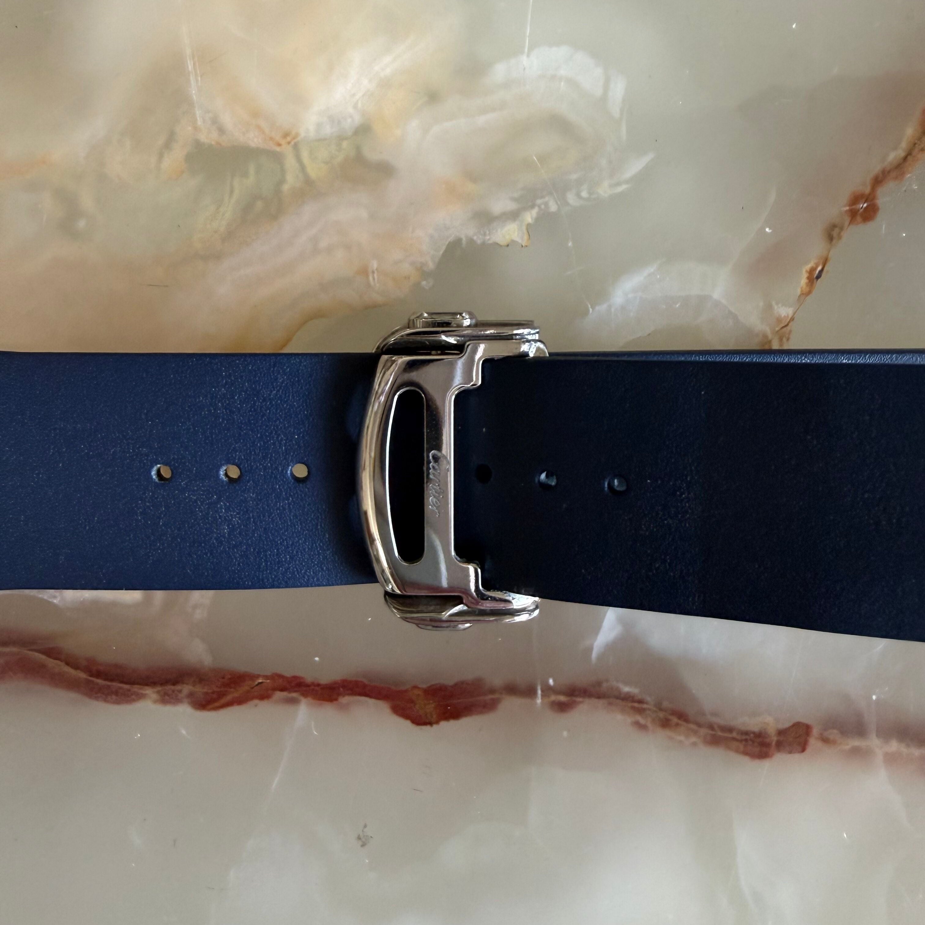 Authentic Cartier Santos Quick Release Blue Rubber Watch Strap Band 21mm