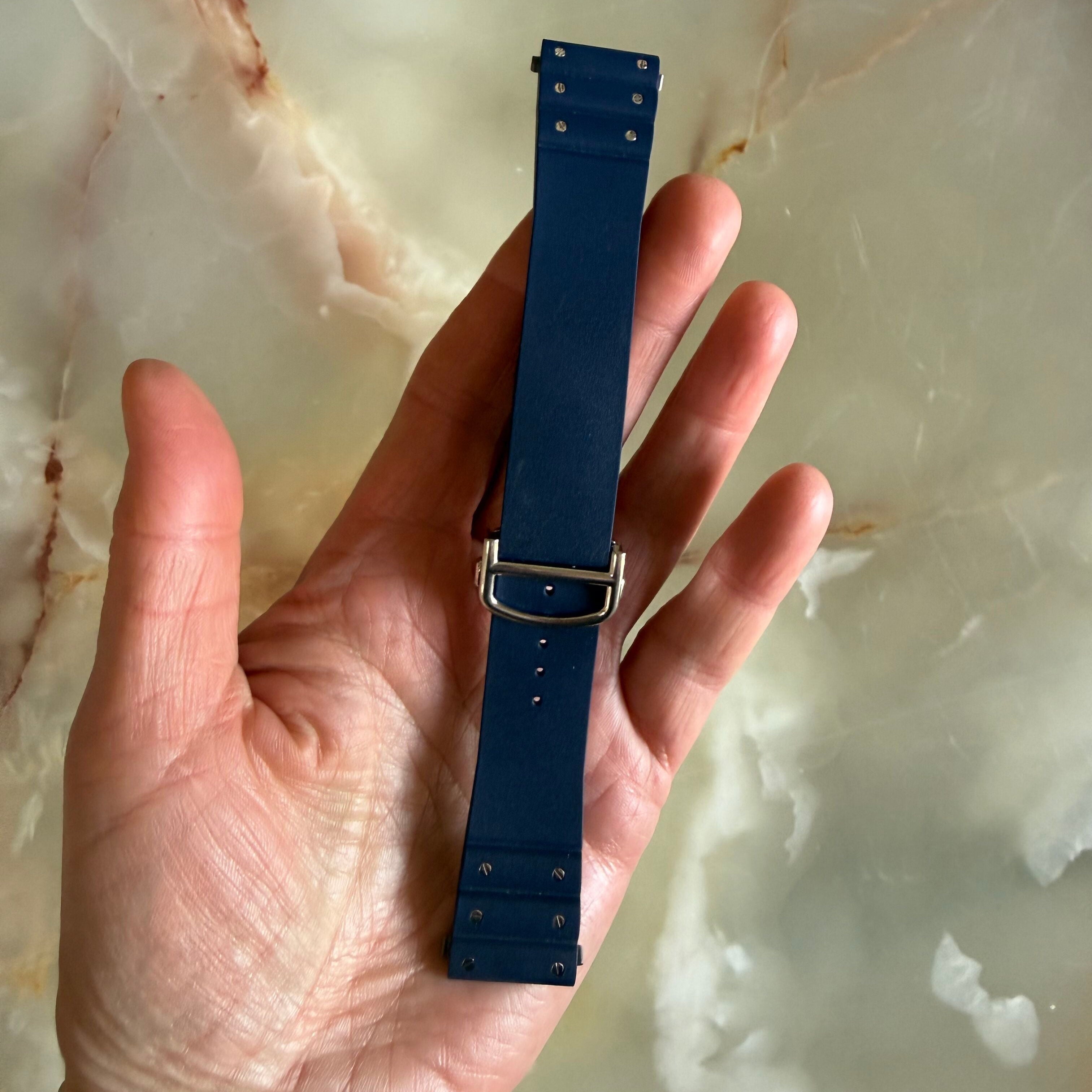 Authentic Cartier Santos Quick Release Blue Rubber Watch Strap Band 21mm
