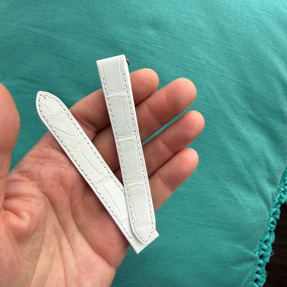 Authentic Cartier White Alligator Quick Release Watch Strap Band 15.25mm