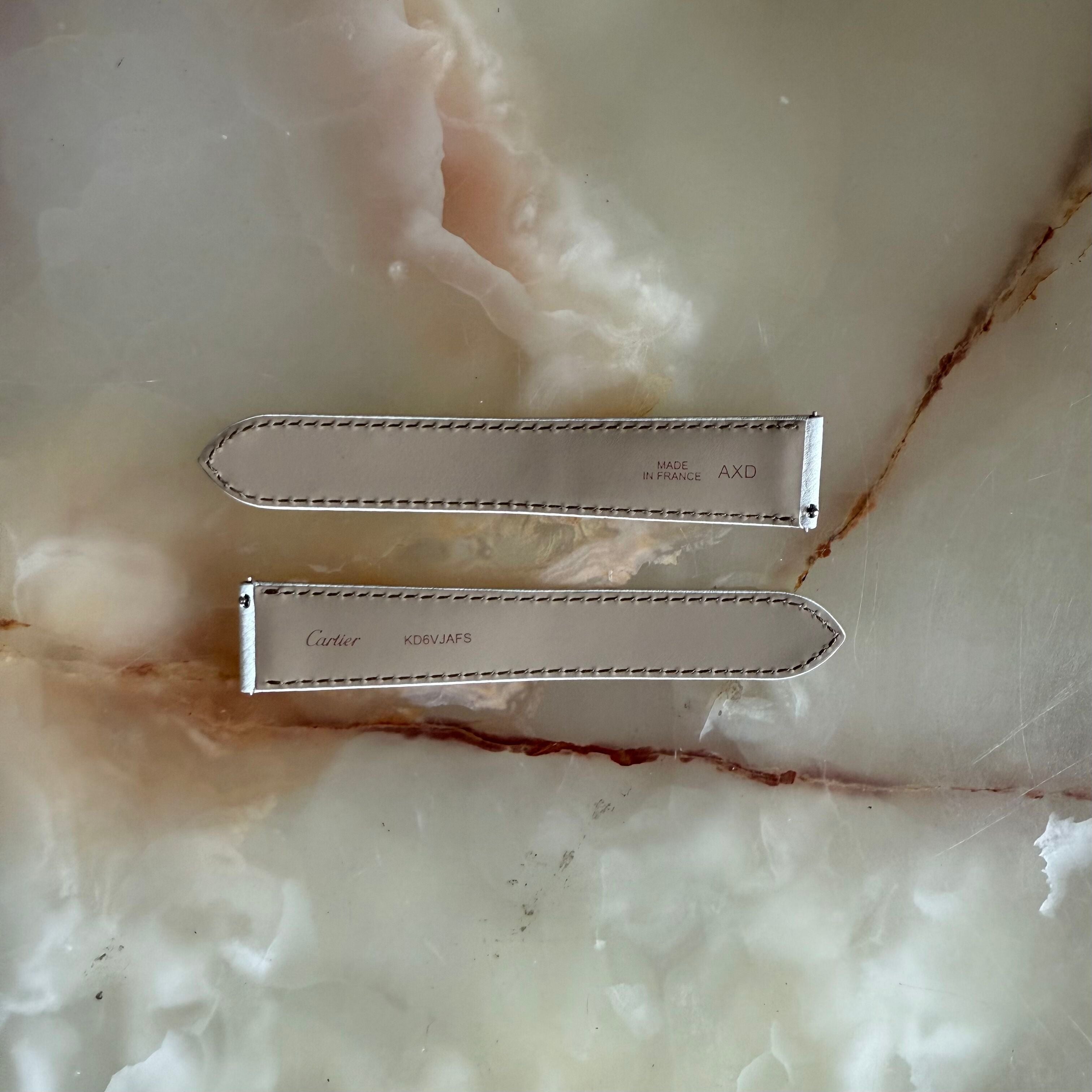 Authentic Cartier White Calfskin Watch Strap Band 21mm KD6VJAFS