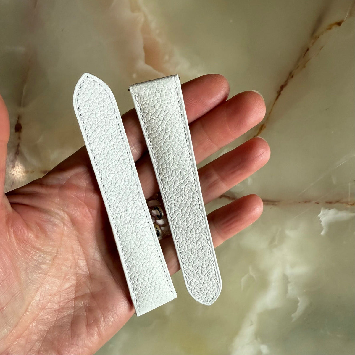 Authentic Cartier White Calfskin Watch Strap Band 21mm KD6VJAFS