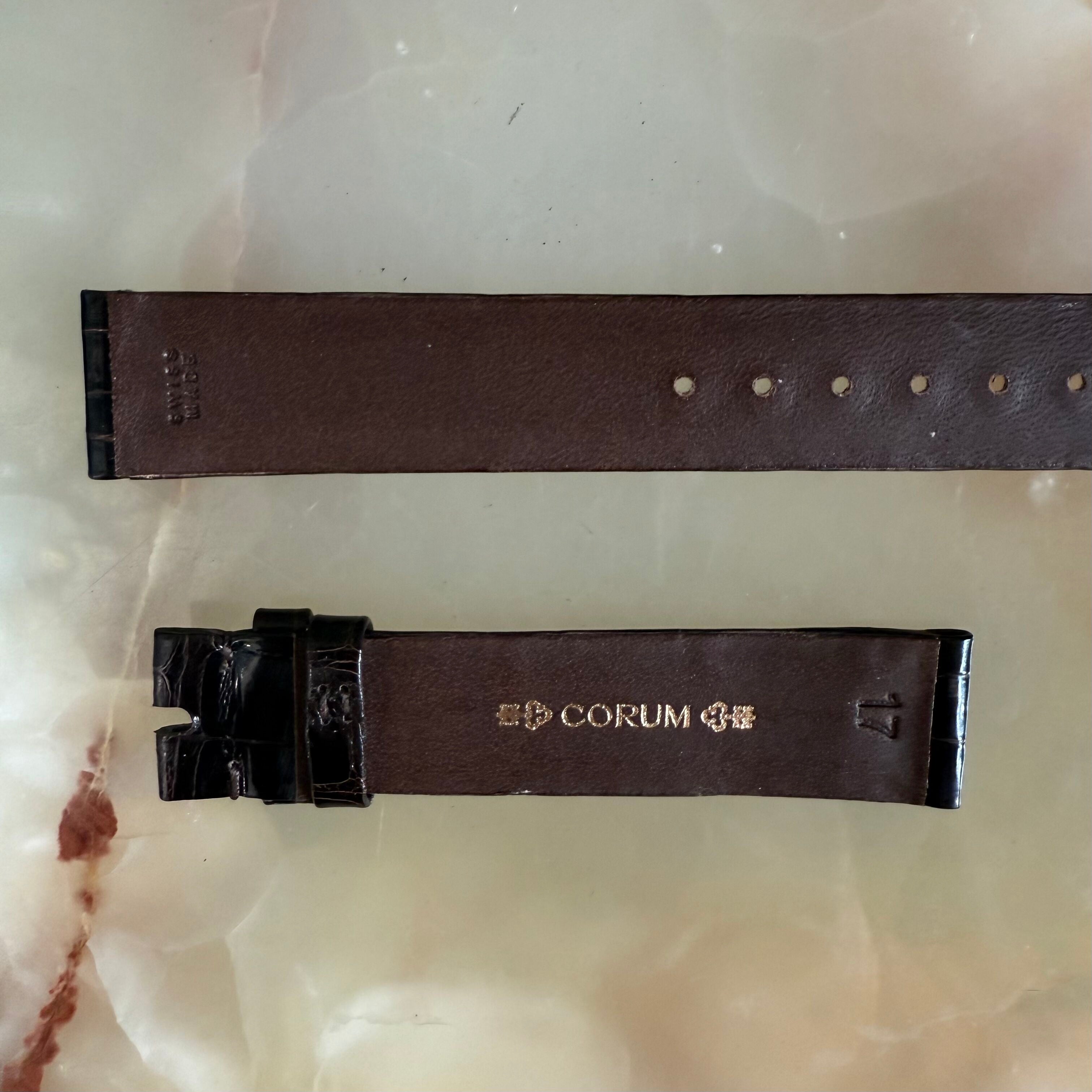 Authentic Corum Brown Crocodile Watch Strap Band 17mm