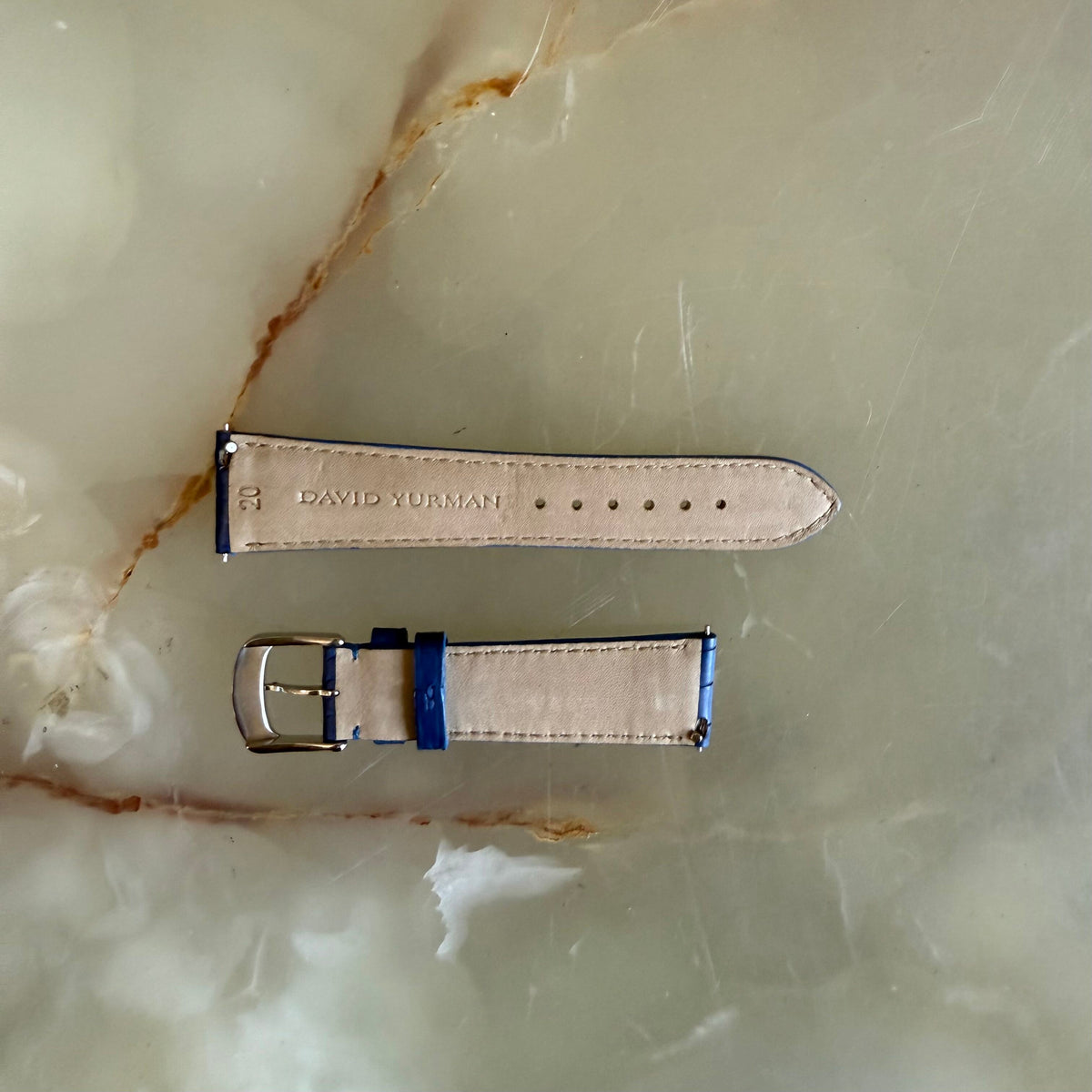 Authentic David Yurman Blue Alligator Watch Strap Band 20mm w Buckle