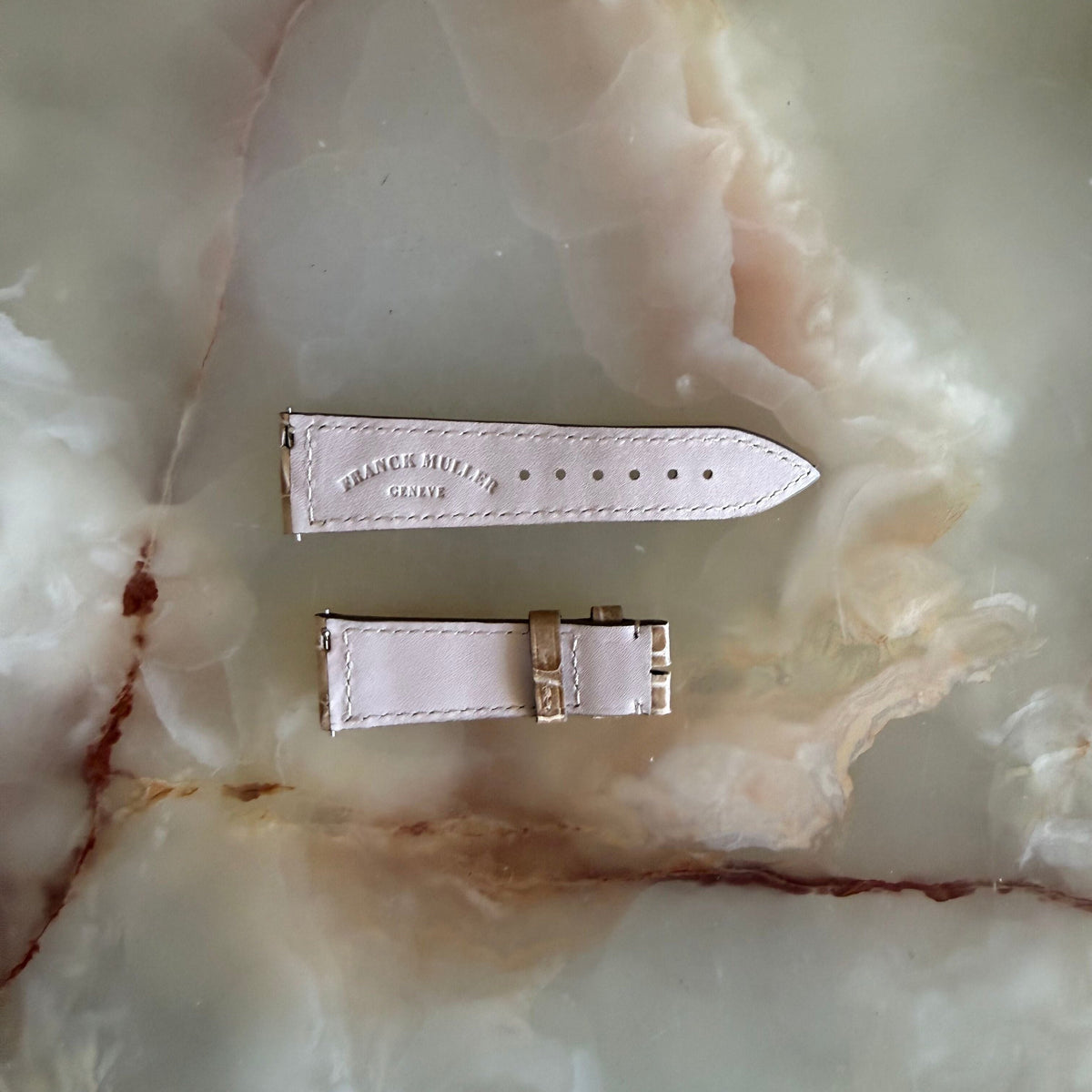 Authentic Franck Muller Beige Crocodile Watch Strap Band 20mm