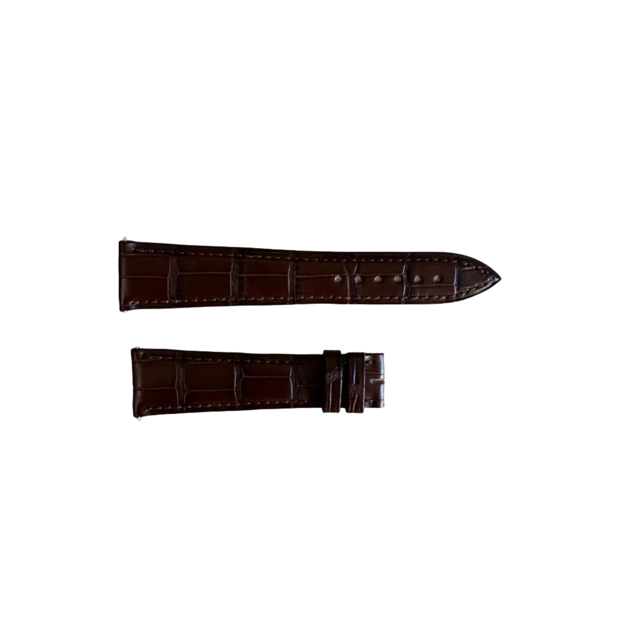 Authentic Franck Muller Brown Crocodile Stitching Padded Watch Strap Band 20mm