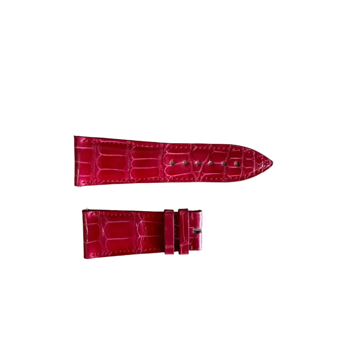 Authentic Franck Muller Red Alligator Stitching Padded Watch Strap Band 27mm