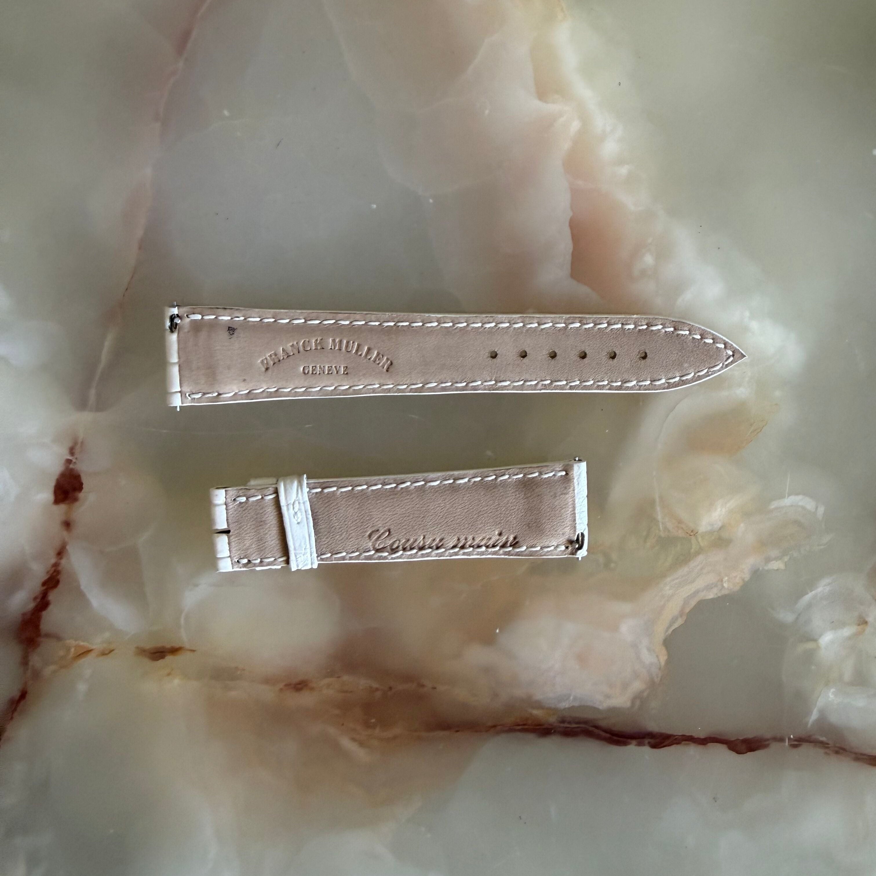 Authentic Franck Muller White Crocodile Stitching Padded Watch Strap Band