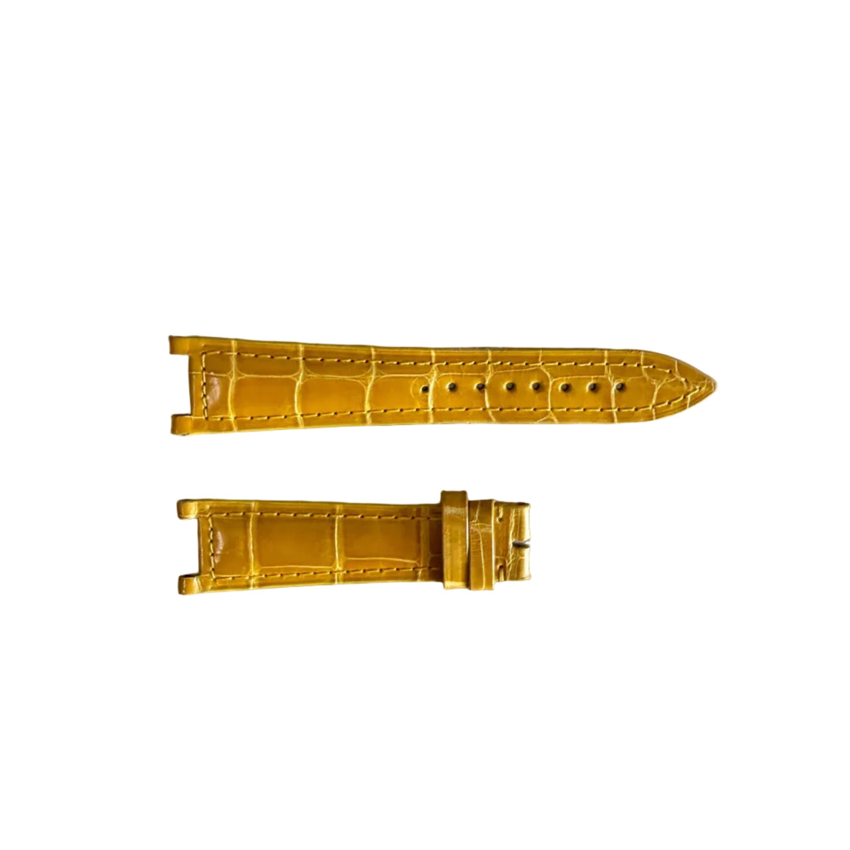 Authentic Franck Muller Yellow Crocodile Stitching Padded Watch Strap Band 20mm