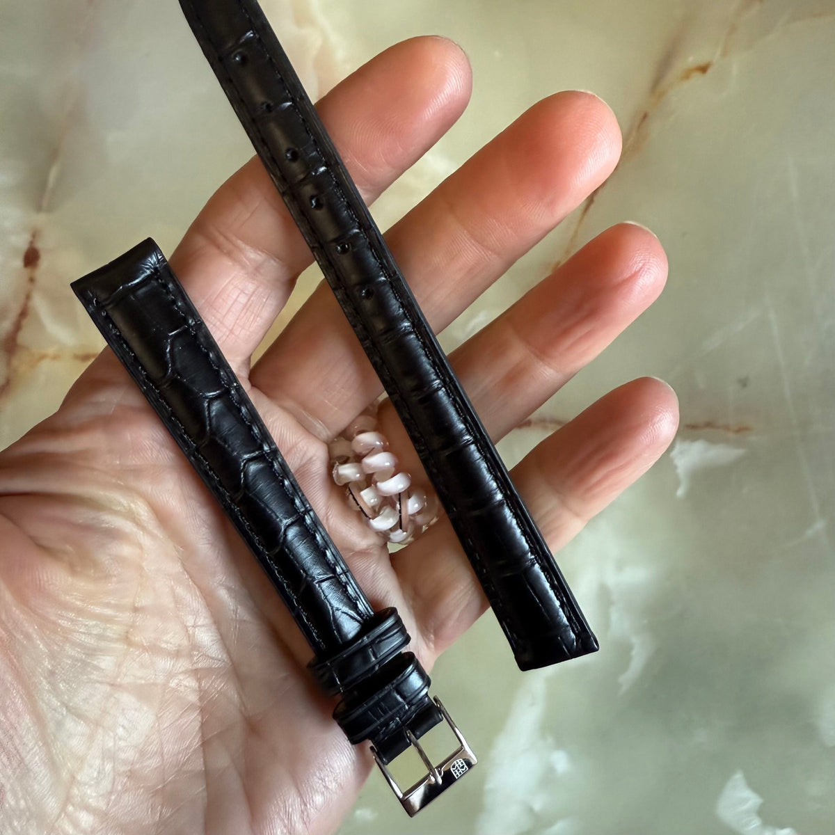 Authentic Frederique Constant Black Crocodile Watch Strap Band 14mm with Buckle