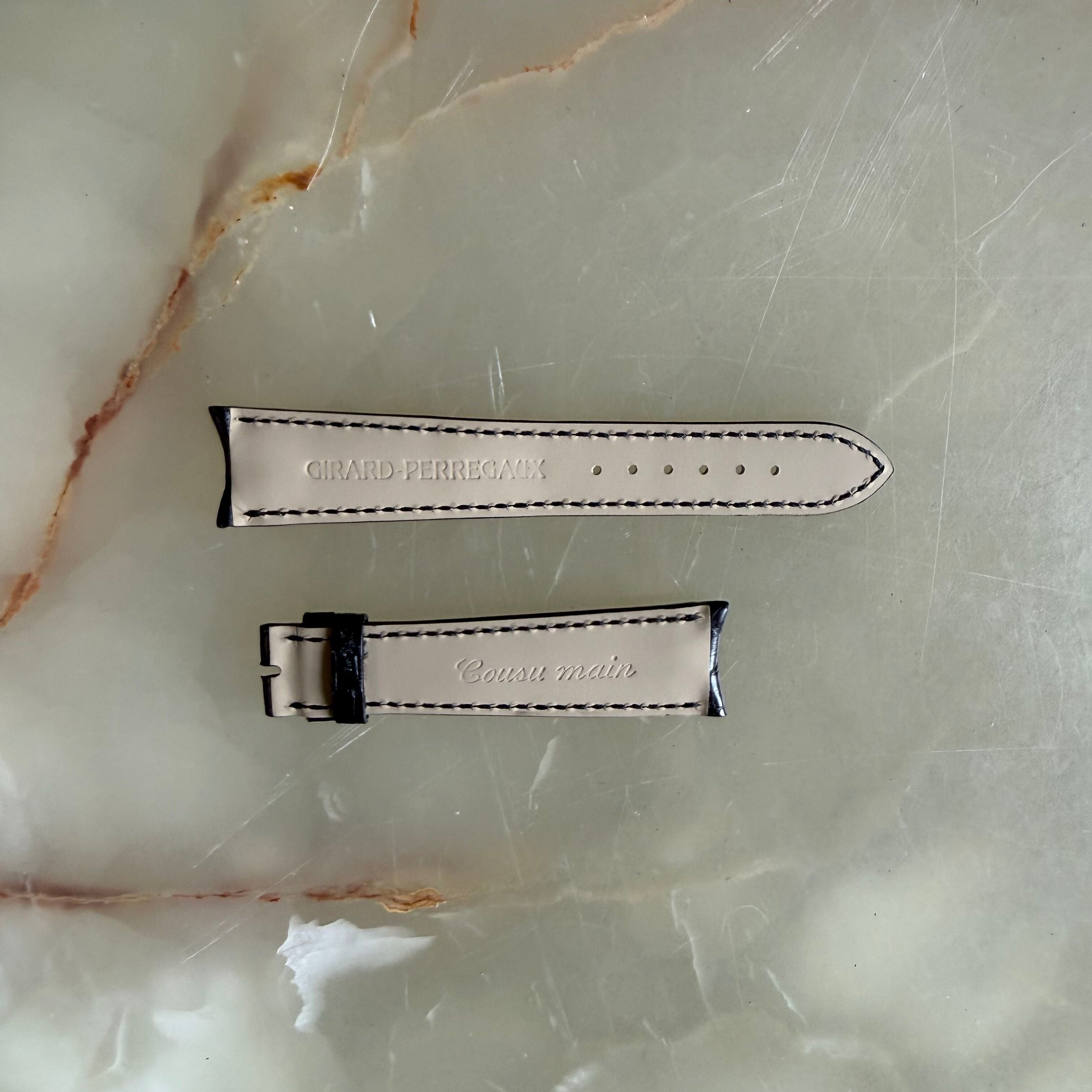 Authentic Girard Perregaux Black Crocodile Watch Strap Band 20mm Padded &