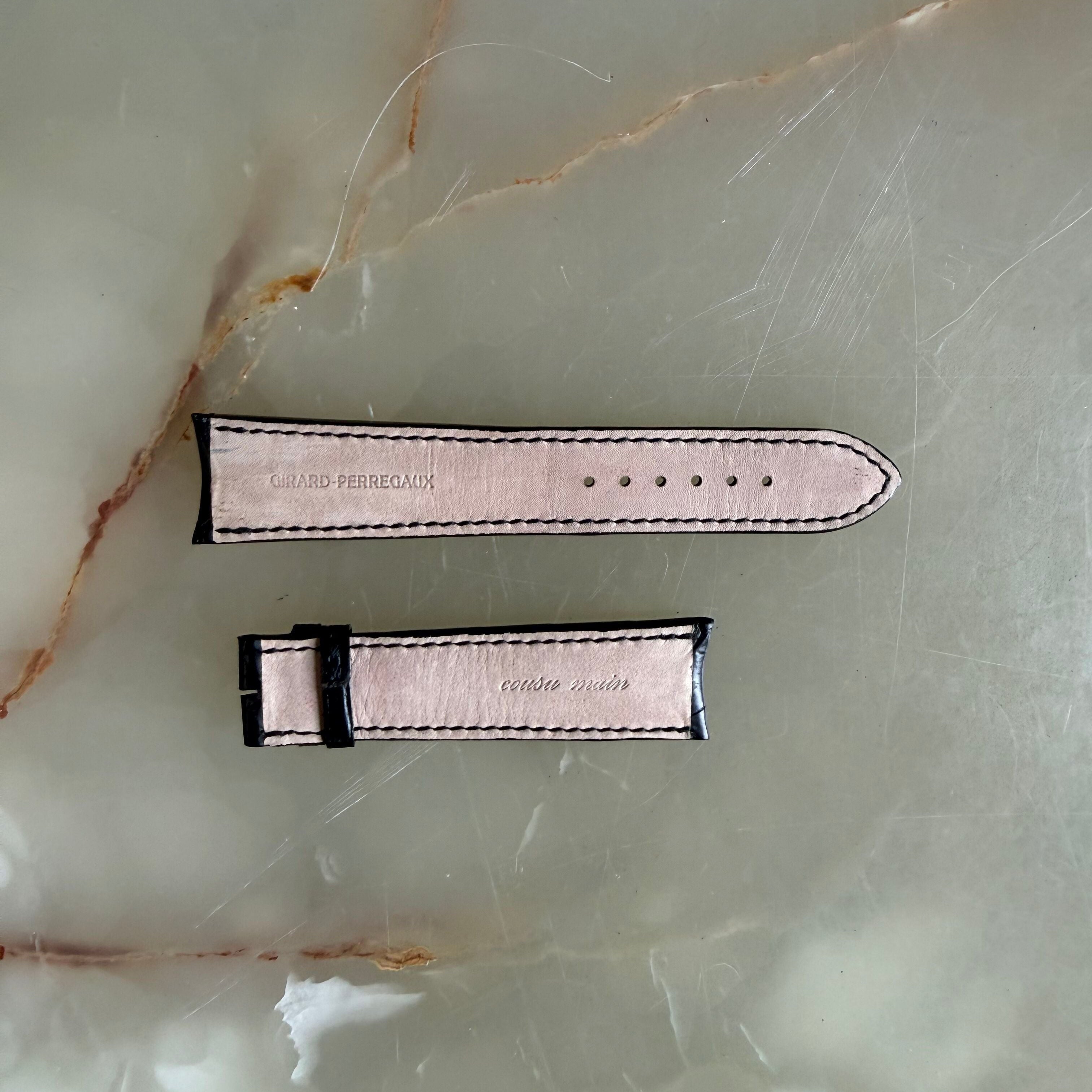 Authentic Girard Perregaux Black Crocodile Watch Strap Band 22mm Padded &