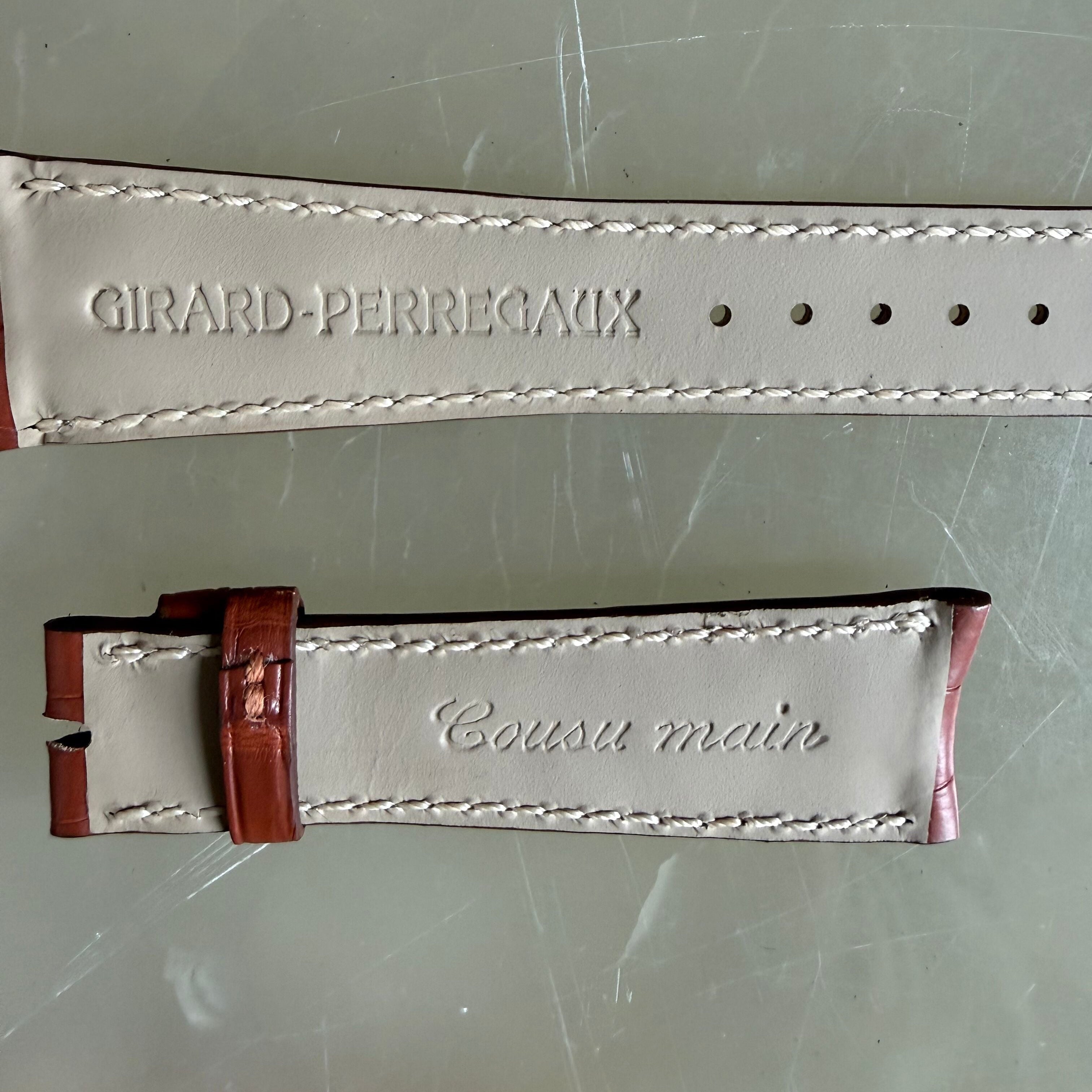 Authentic Girard Perregaux Brown Crocodile Watch Strap Band 21mm Padded &