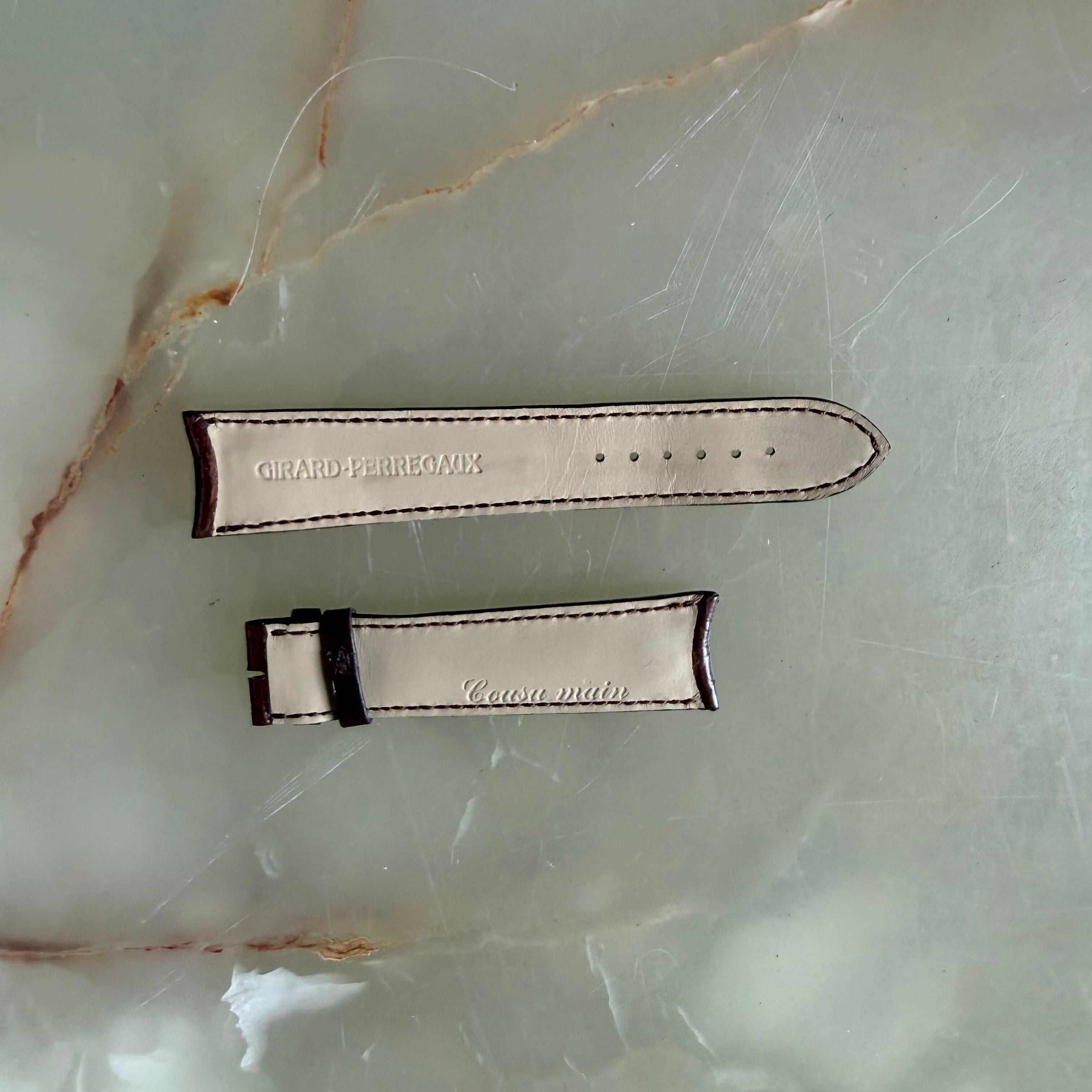 Authentic Girard Perregaux Brown Crocodile Watch Strap Band 22mm Padded &
