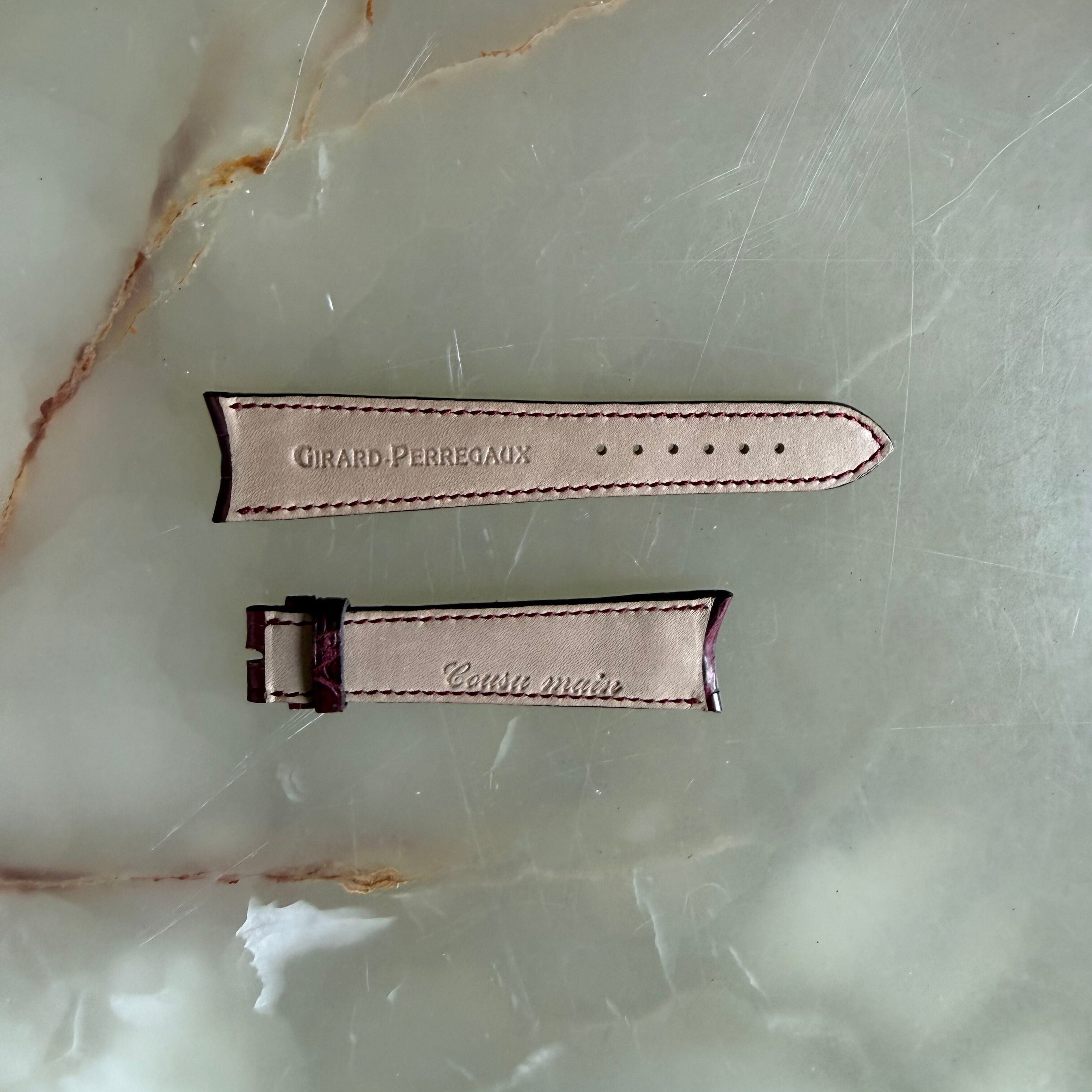 Authentic Girard Perregaux Burgundy Crocodile Watch Strap Band 21mm Padded &