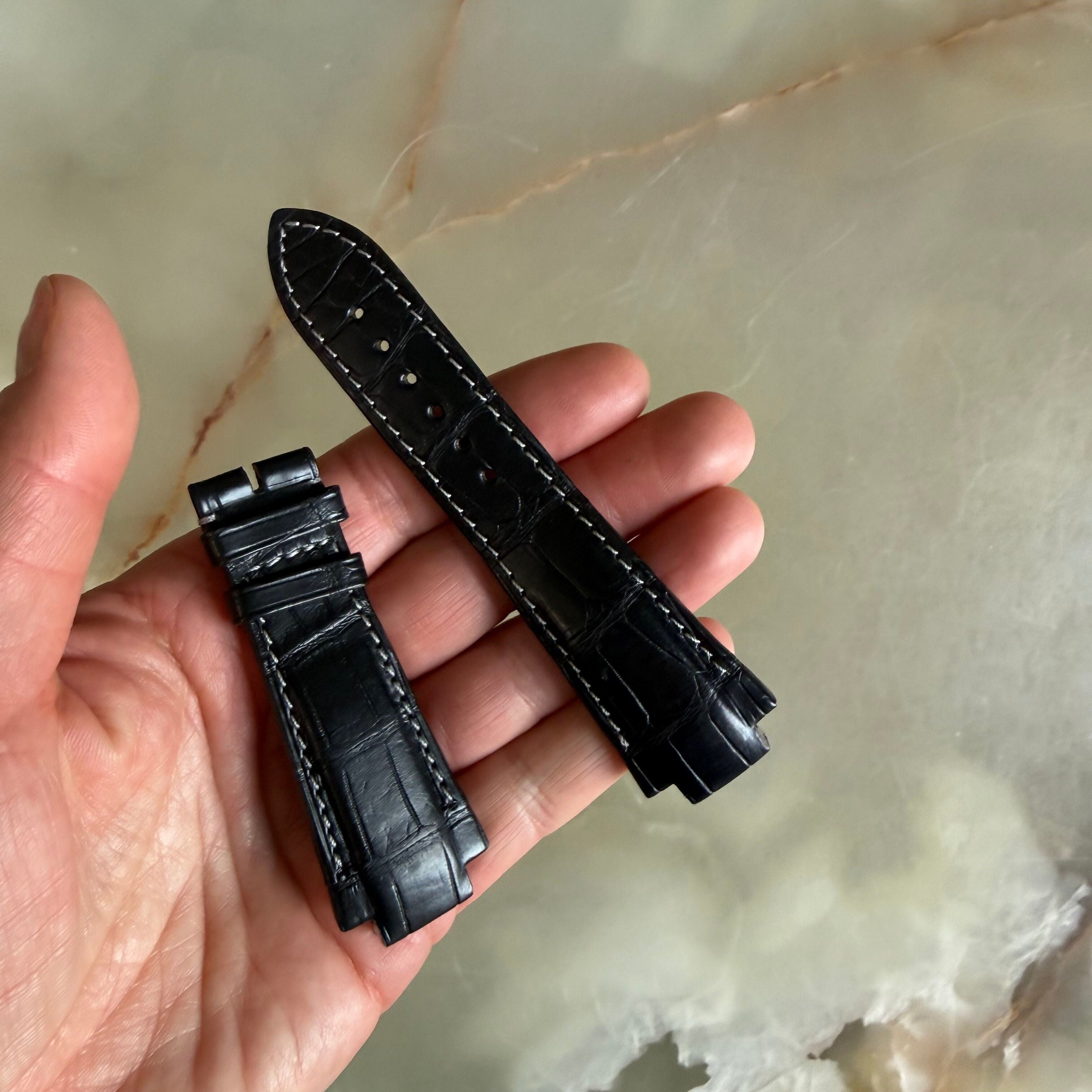 Authentic Girard Perregaux Laureato Black Crocodile Watch Strap Band 25.65mm
