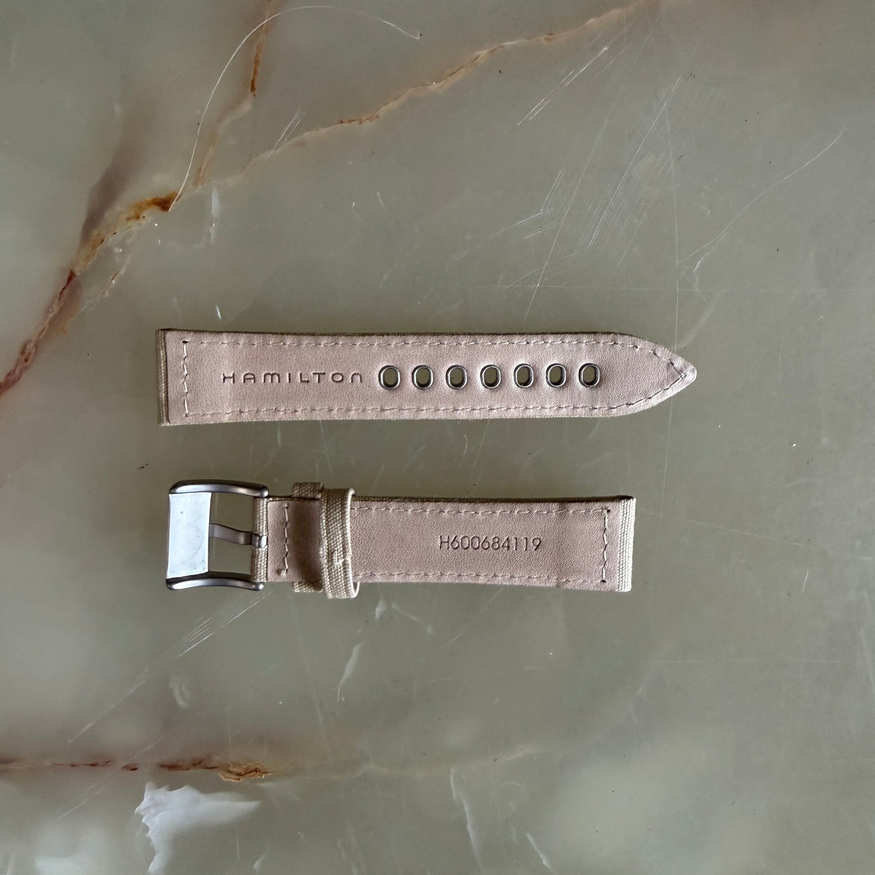 Authentic Hamilton Beige Texture/Leather Watch Strap Band 20mm w Buckle