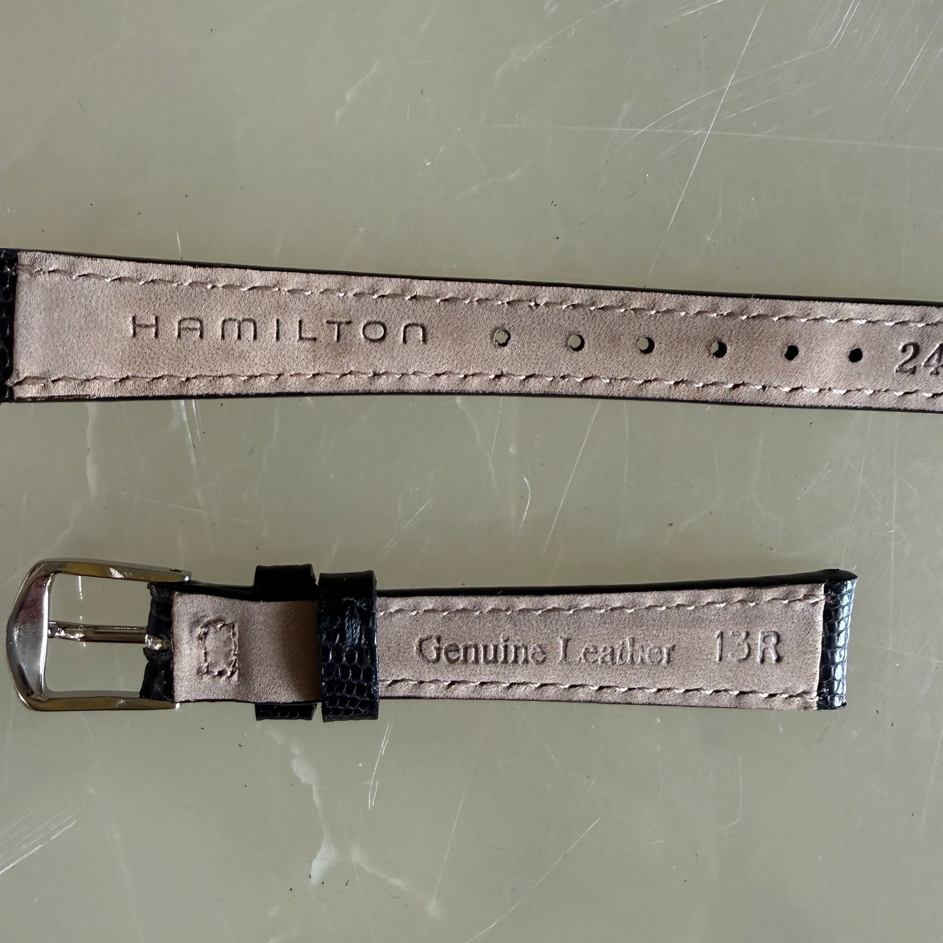 Authentic Hamilton Black Alligator Print Watch Strap Band 13mm w Buckle 242104