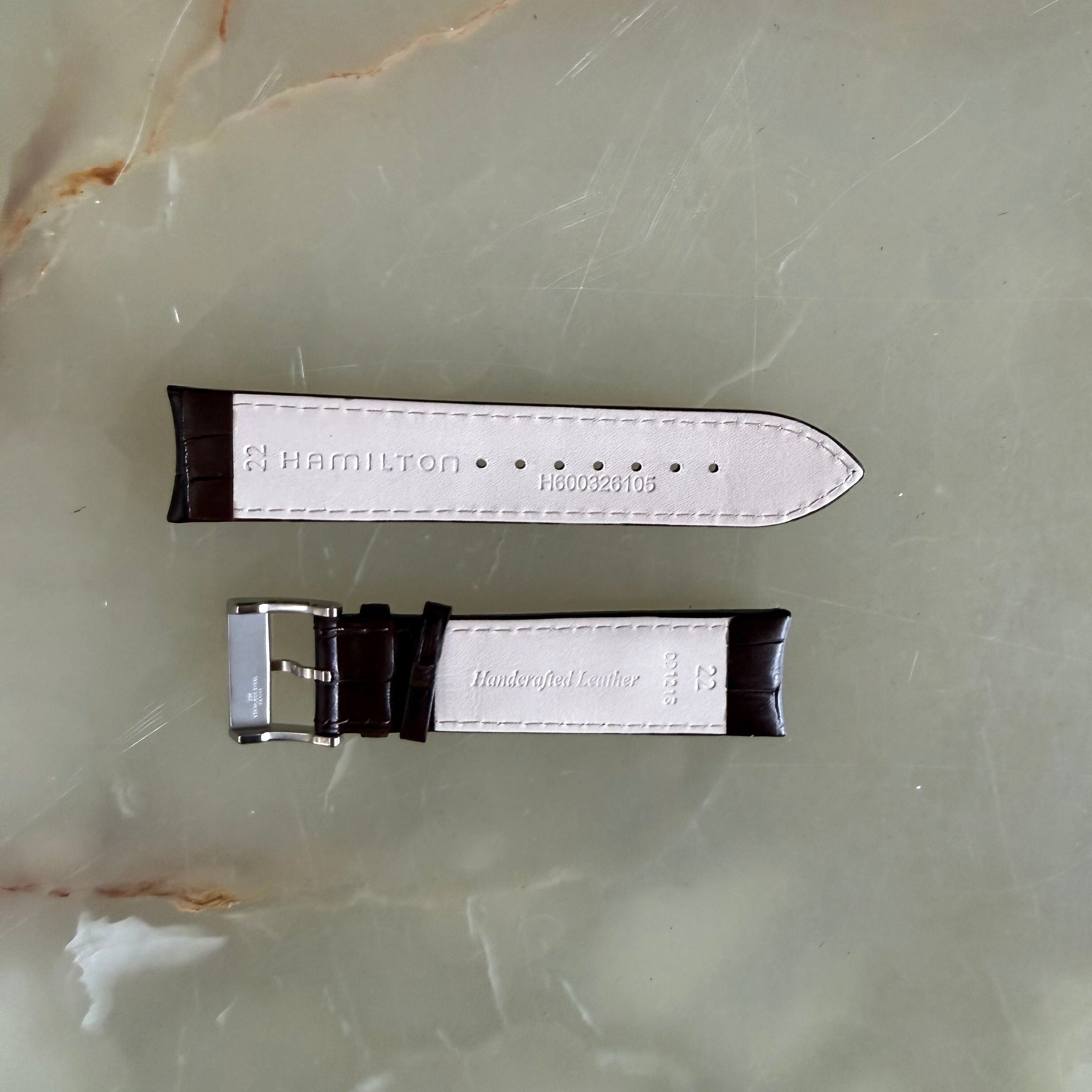 Authentic Hamilton Brown Crocodile Leather Watch Strap Band 22mm w Buckle