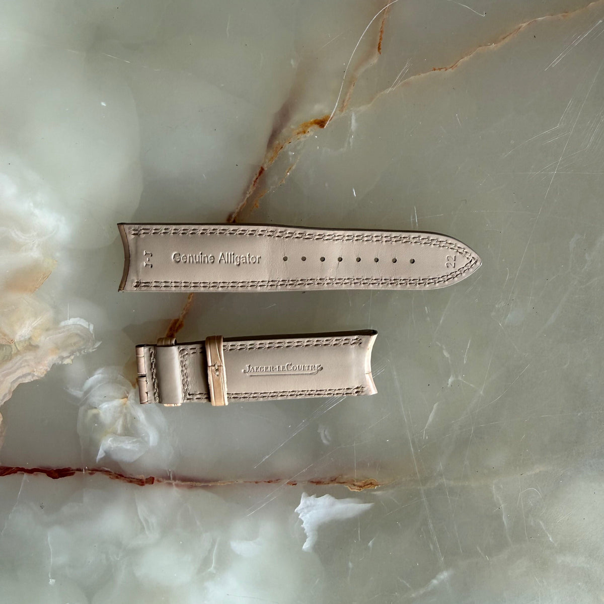 Authentic Jaeger LeCoultre Beige Alligator Watch Strap Band 22.5mm
