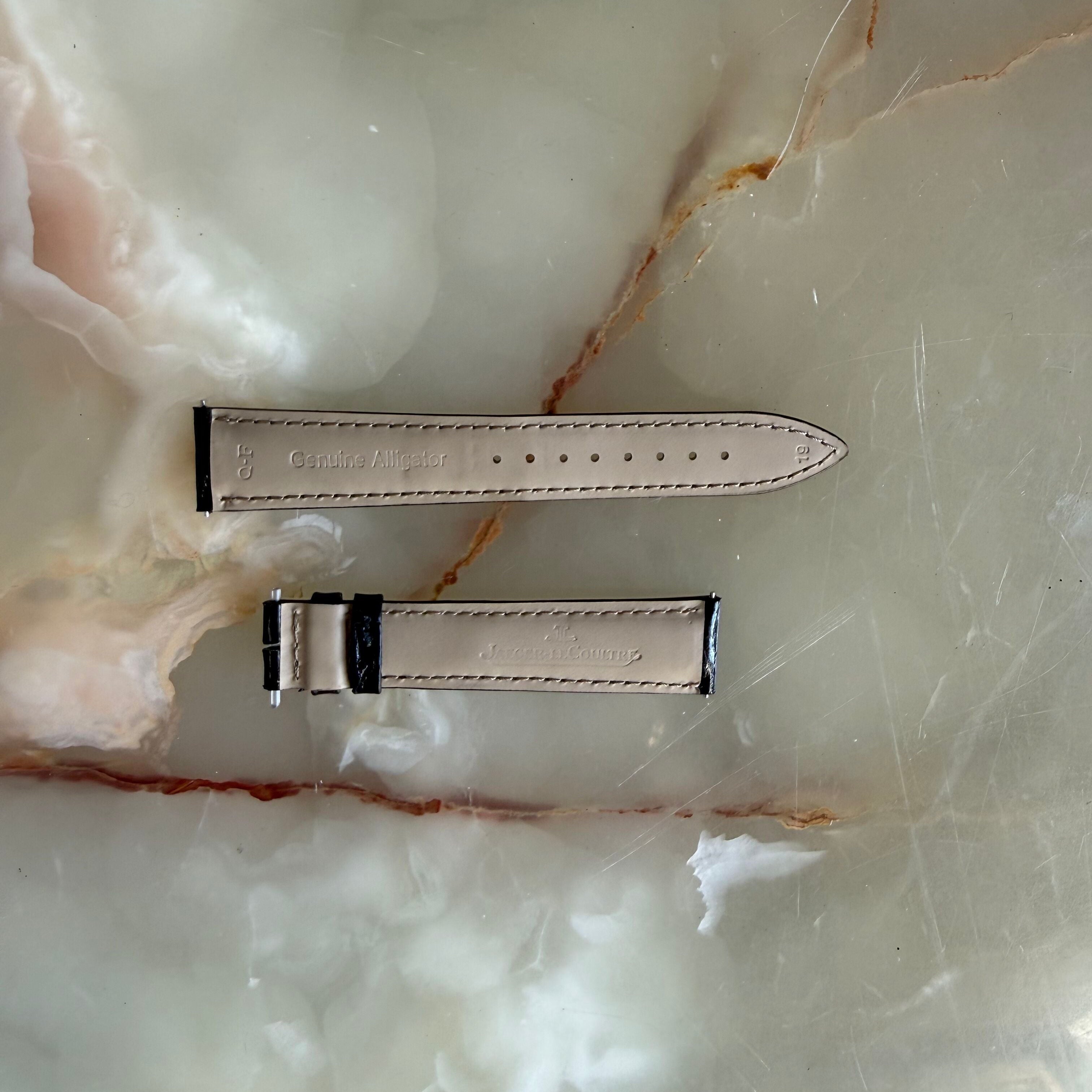 Authentic Jaeger LeCoultre Black Shiny Alligator Watch Strap Band 19mm
