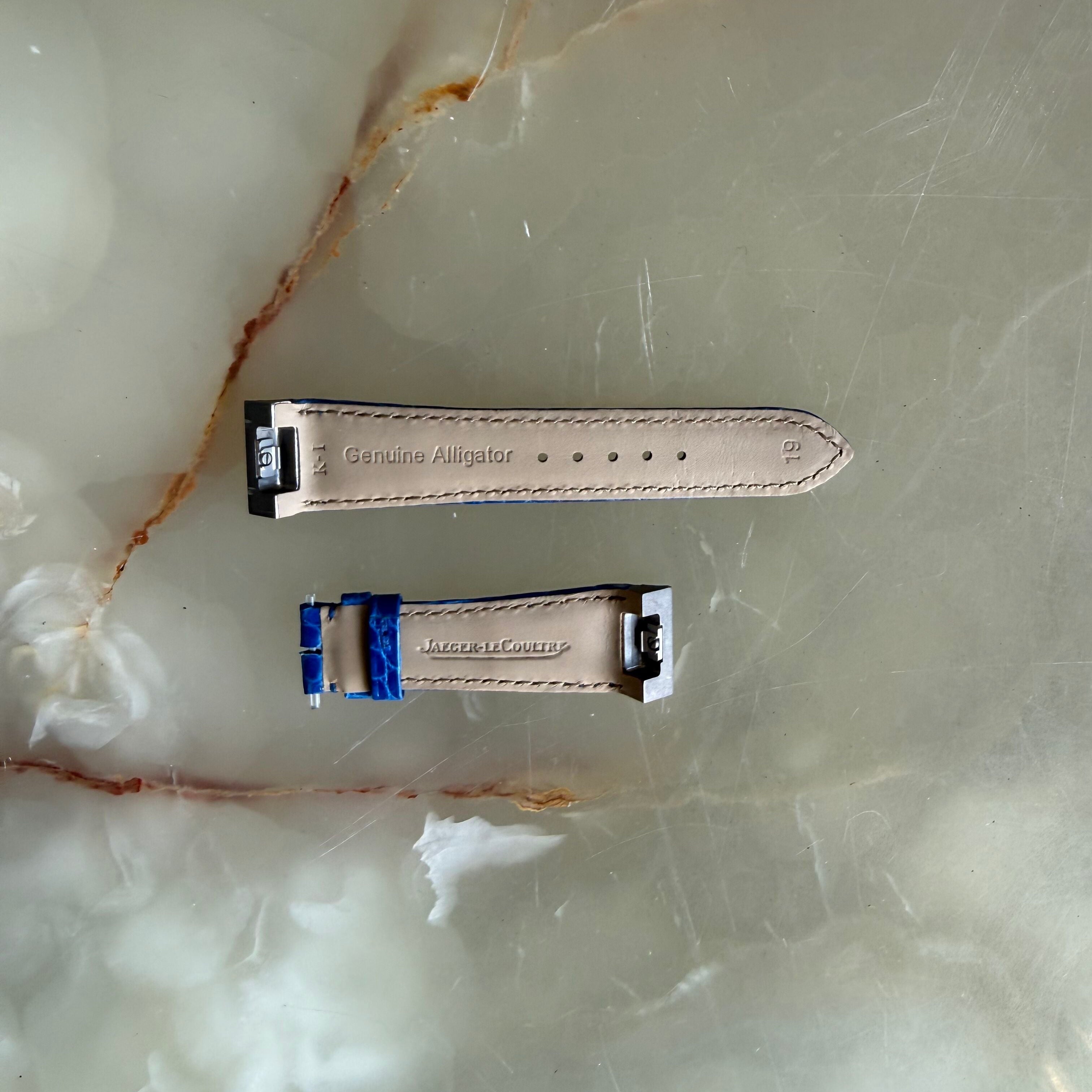 Authentic Jaeger LeCoultre Blue Alligator Quick Release Watch Strap Band 19.45mm