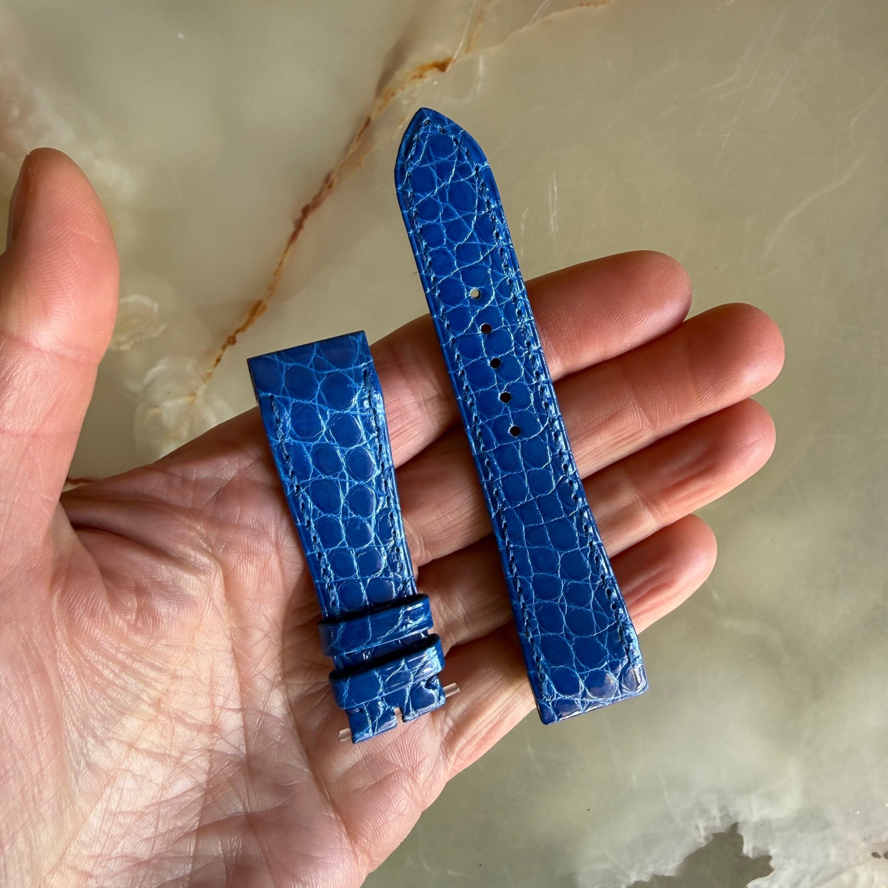 Authentic Jaeger LeCoultre Blue Alligator Quick Release Watch Strap Band 19.45mm