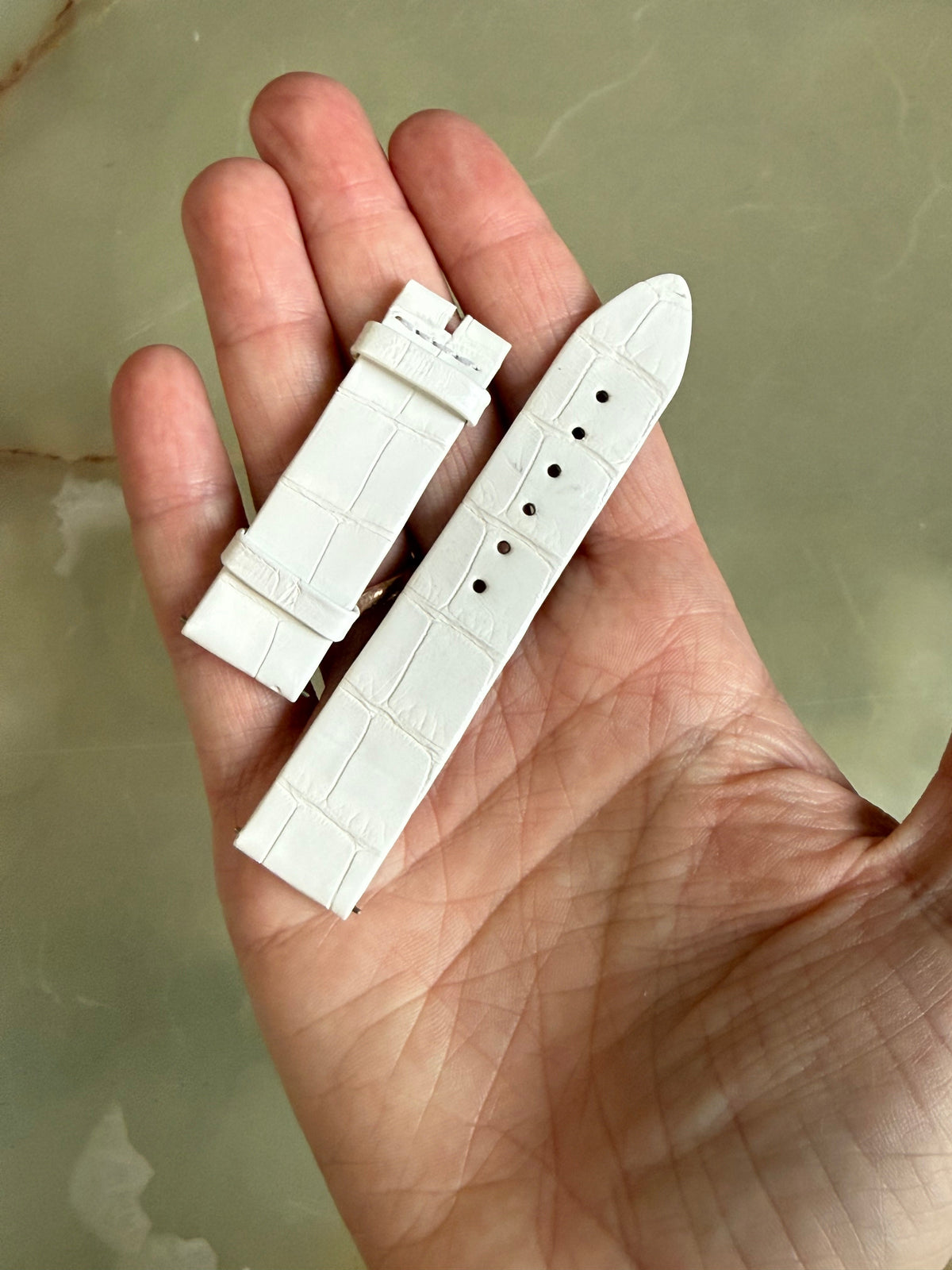 Authentic Jaeger LeCoultre White Alligator Watch Band Strap 17mm
