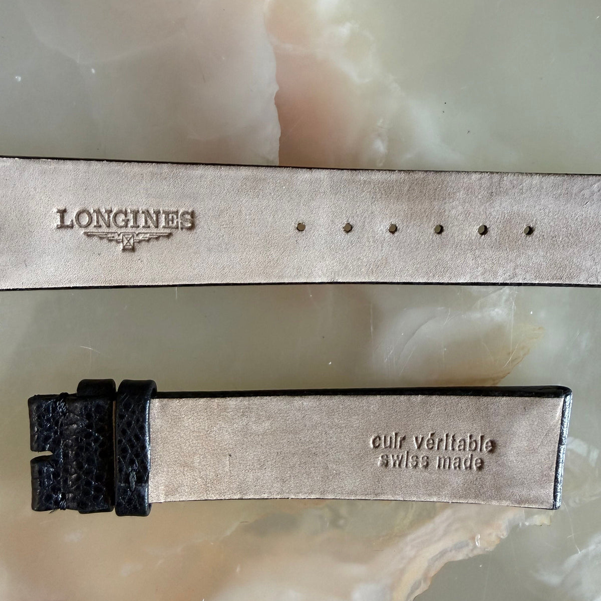 Authentic Longines Black Leather Watch Band Strap 20mm