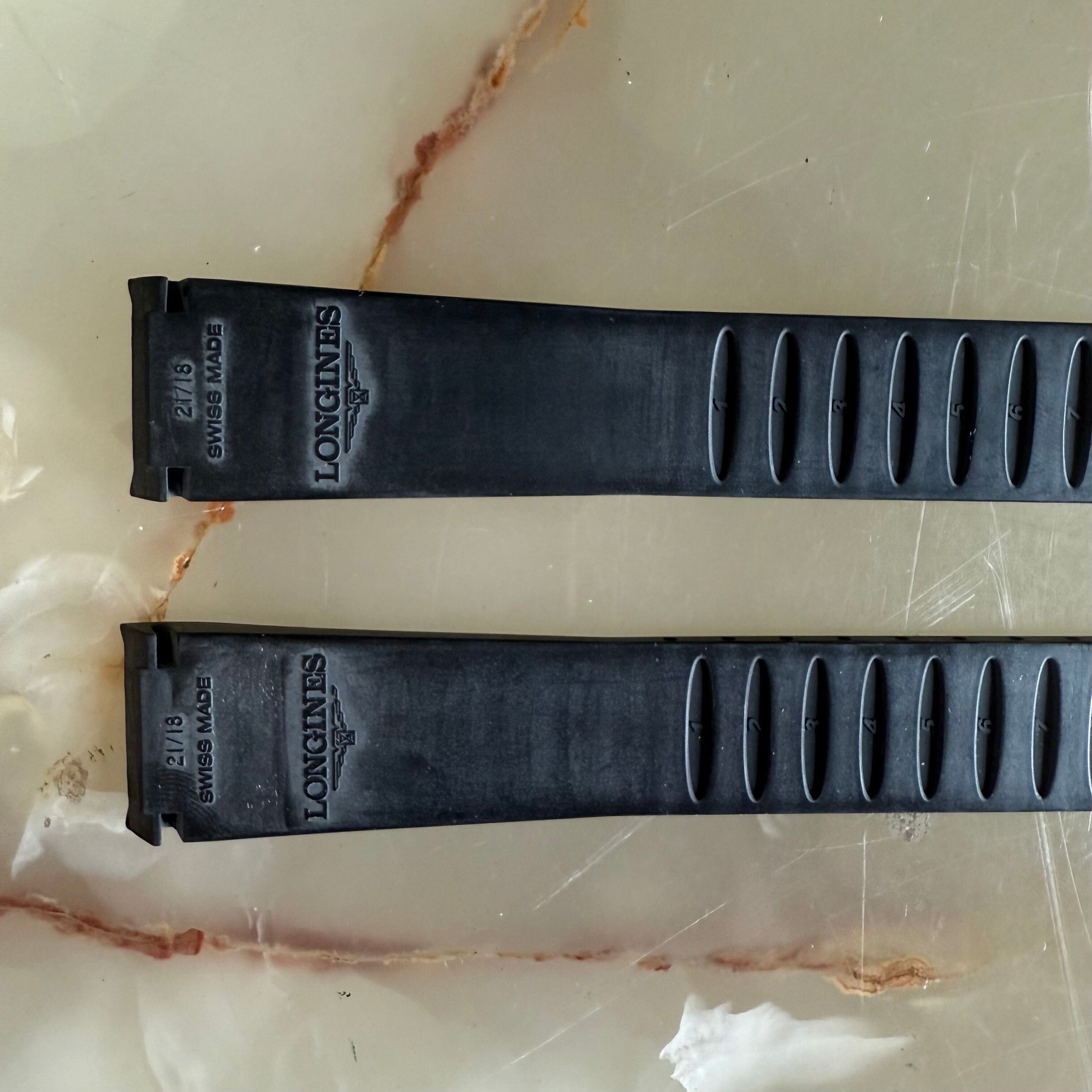 Authentic Longines Black Rubber Watch Strap Band 21mm L682100424