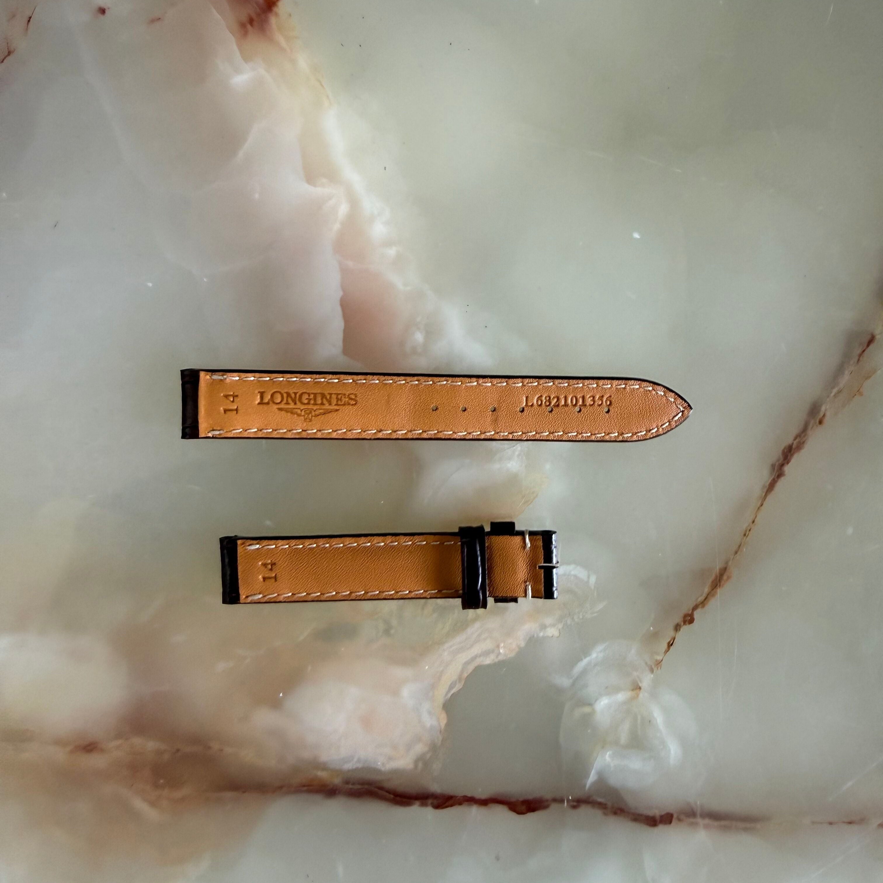 Authentic Longines Brown Alligator Watch Band Strap 14mm L682101356