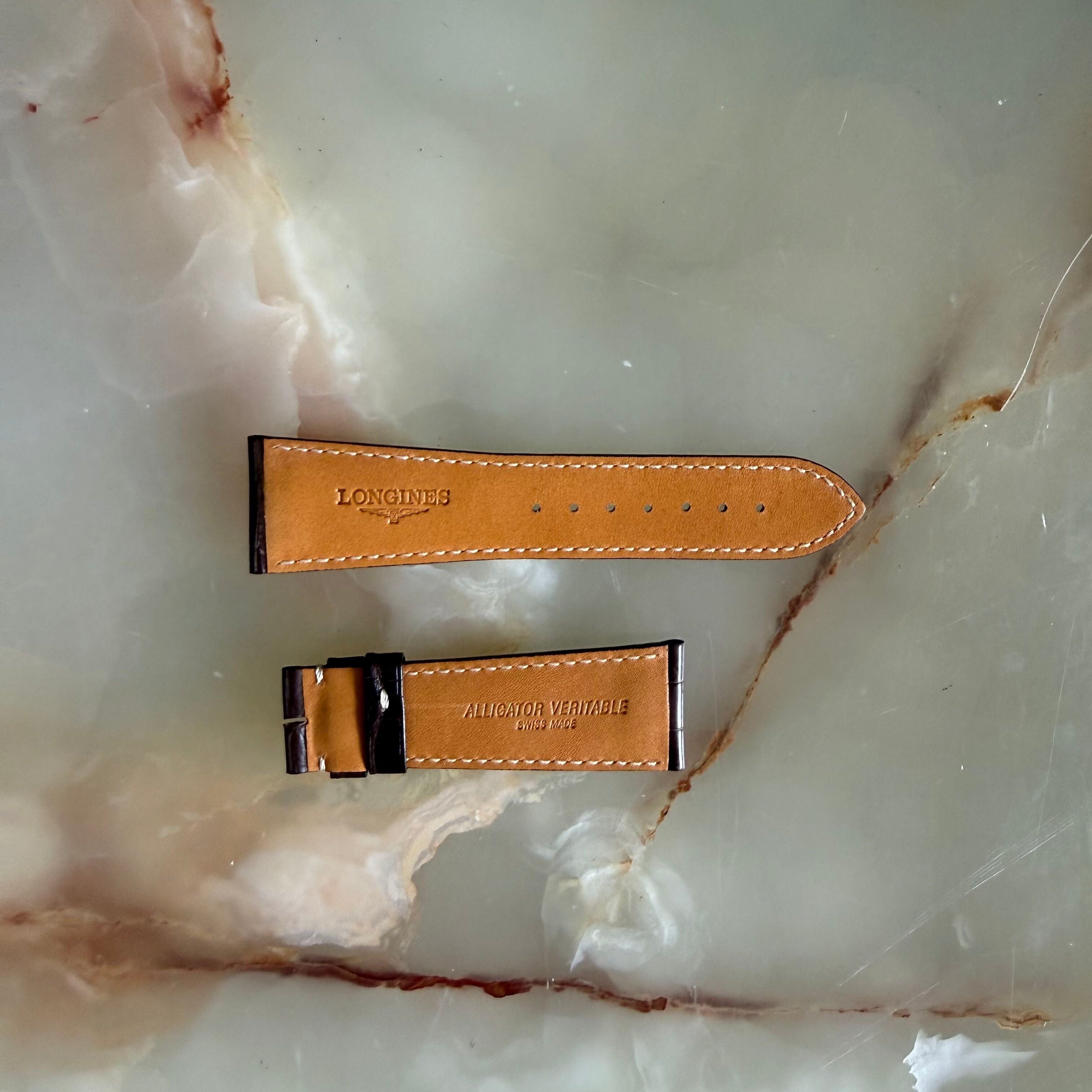 Authentic Longines Brown Alligator Watch Band Strap 25mm