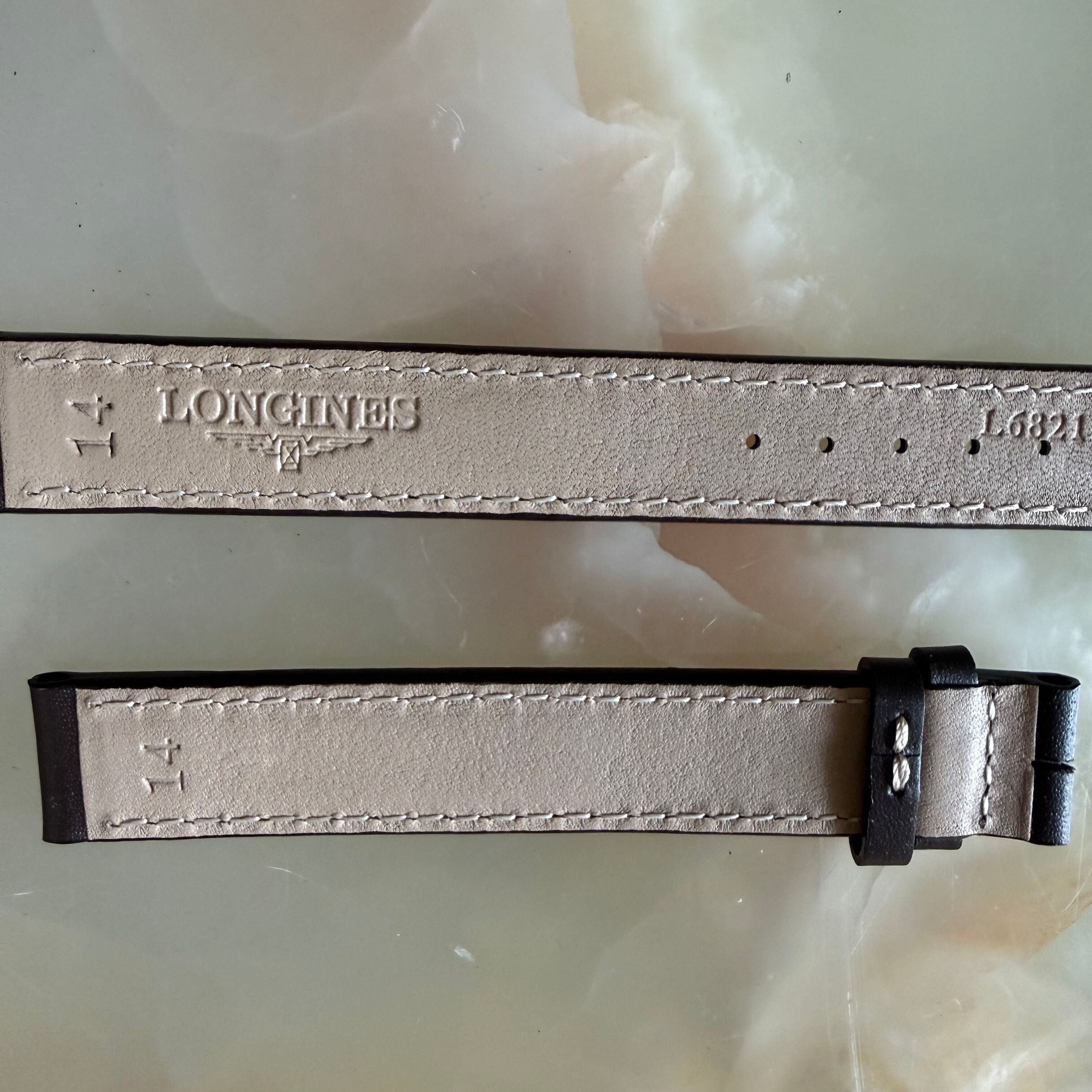 Authentic Longines Brown Leather Cream Stitching Watch Band Strap 14mm