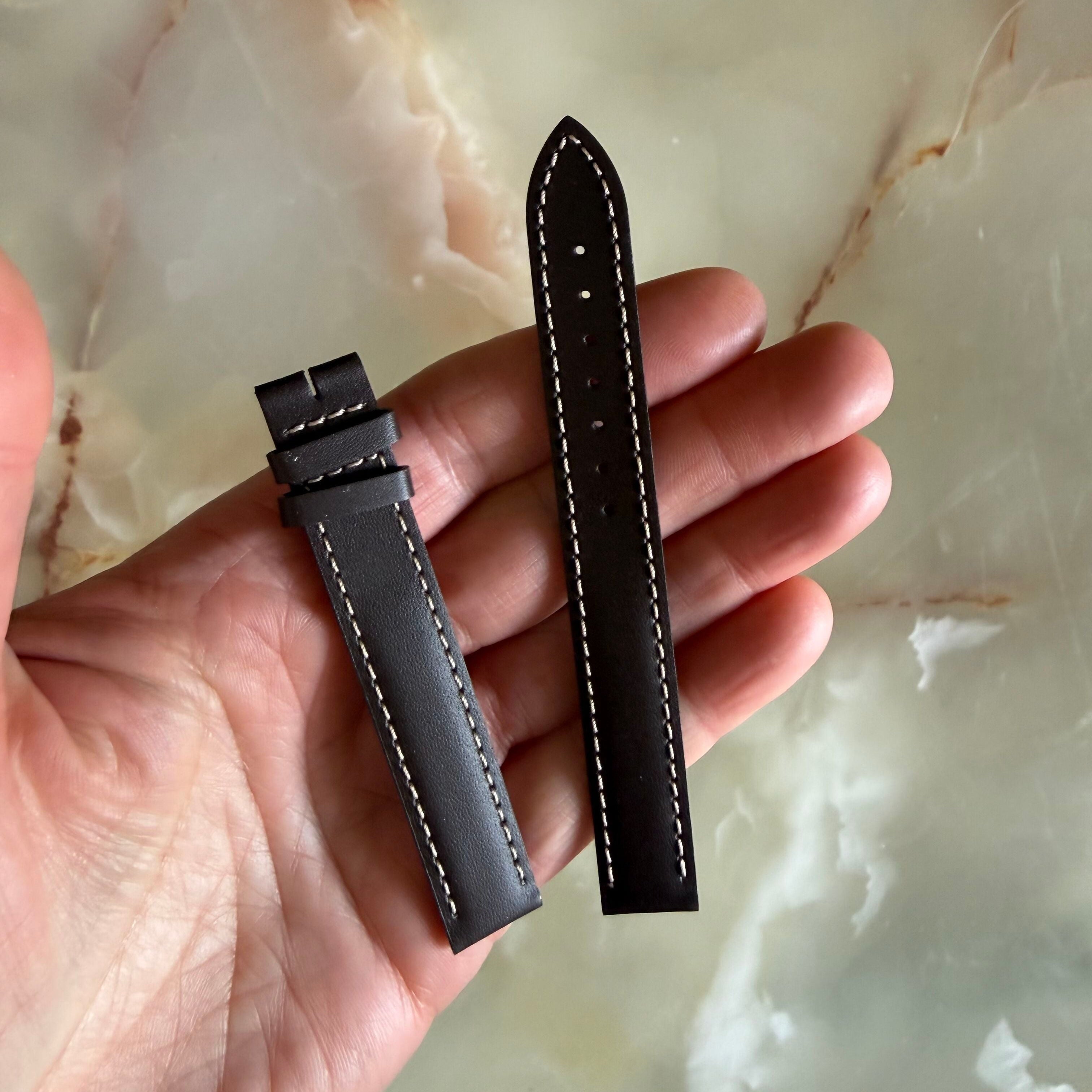Authentic Longines Brown Leather Cream Stitching Watch Band Strap 14mm